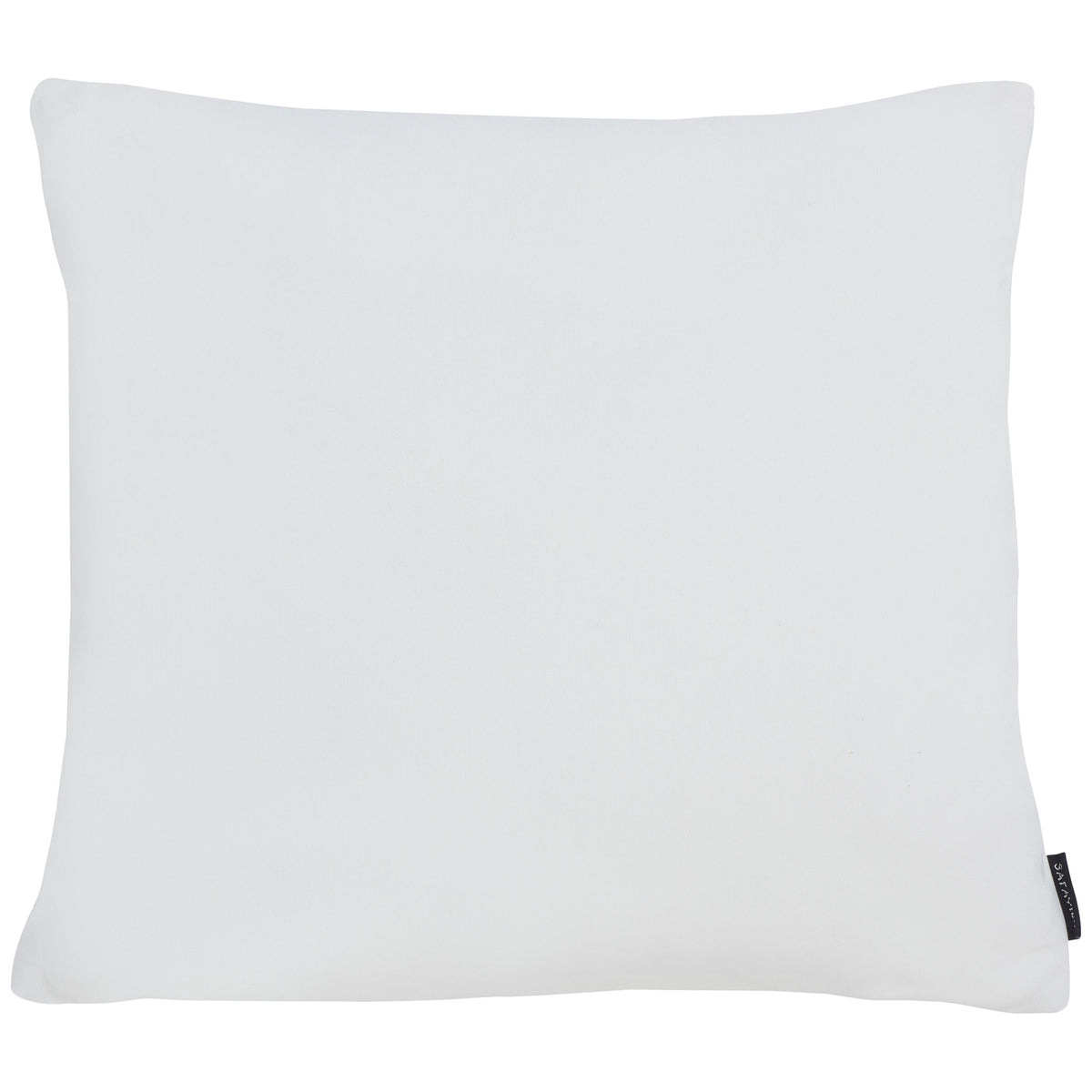 A clean white reverse gives this square outdoor pillow a simple, versatile finish. || PPL262B-1818 || back_studio