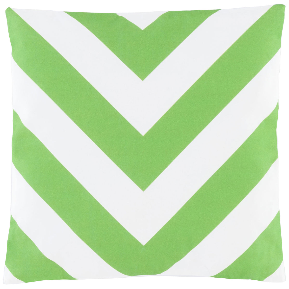 Lively green and white chevrons brighten this square outdoor accent pillow. || PPL262D-1818 || front_studio