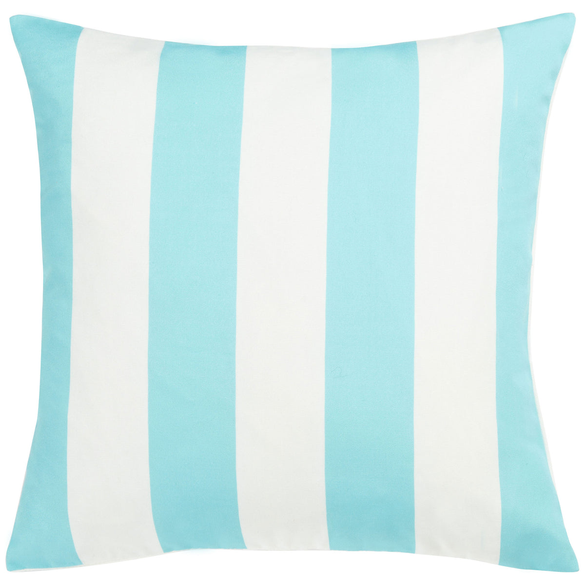 Wide light blue and white stripes give this square accent pillow a breezy look || PPL263C-1818 || front_studio