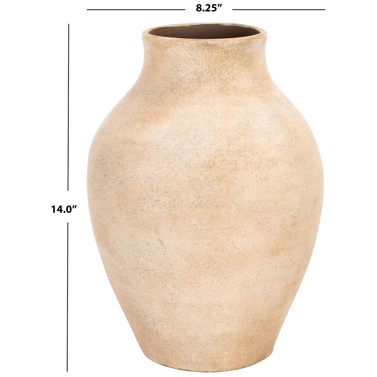 At 14 inches tall and 8.25 inches wide, this stoneware vase has a rounded body and tapered base. || RDC1211A || dimension_studio