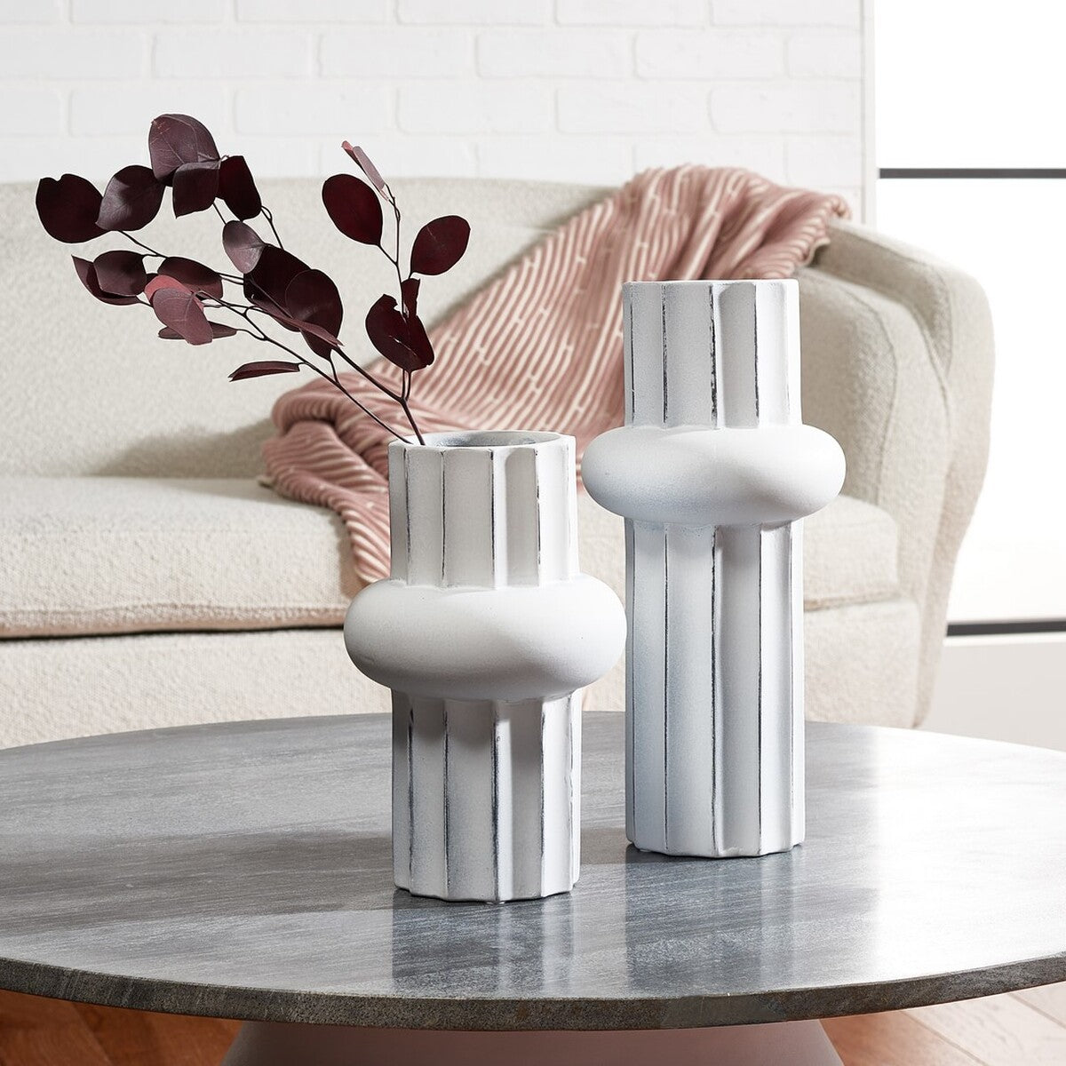 Crosby Ceramic Vase Antique White (Set of 2)