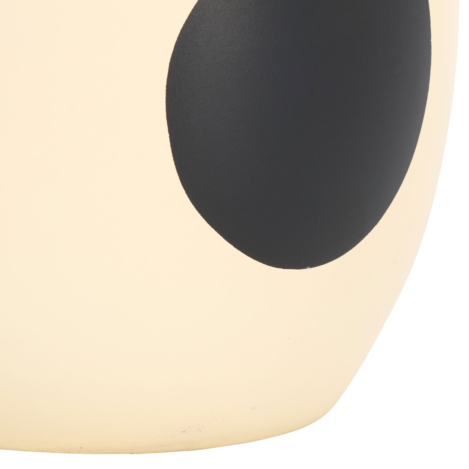 A bold black oval accents the cream ceramic surface near the vase's softly rounded base. || RDC4027A-SET2 || detail_studio