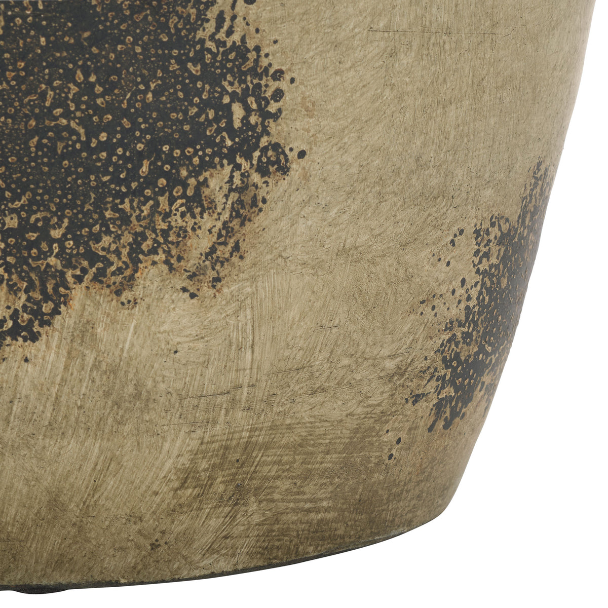 A softly tapered terracotta base highlights the distressed finish and scattered dark markings. || RDC4029A-SET2 || leg_studio