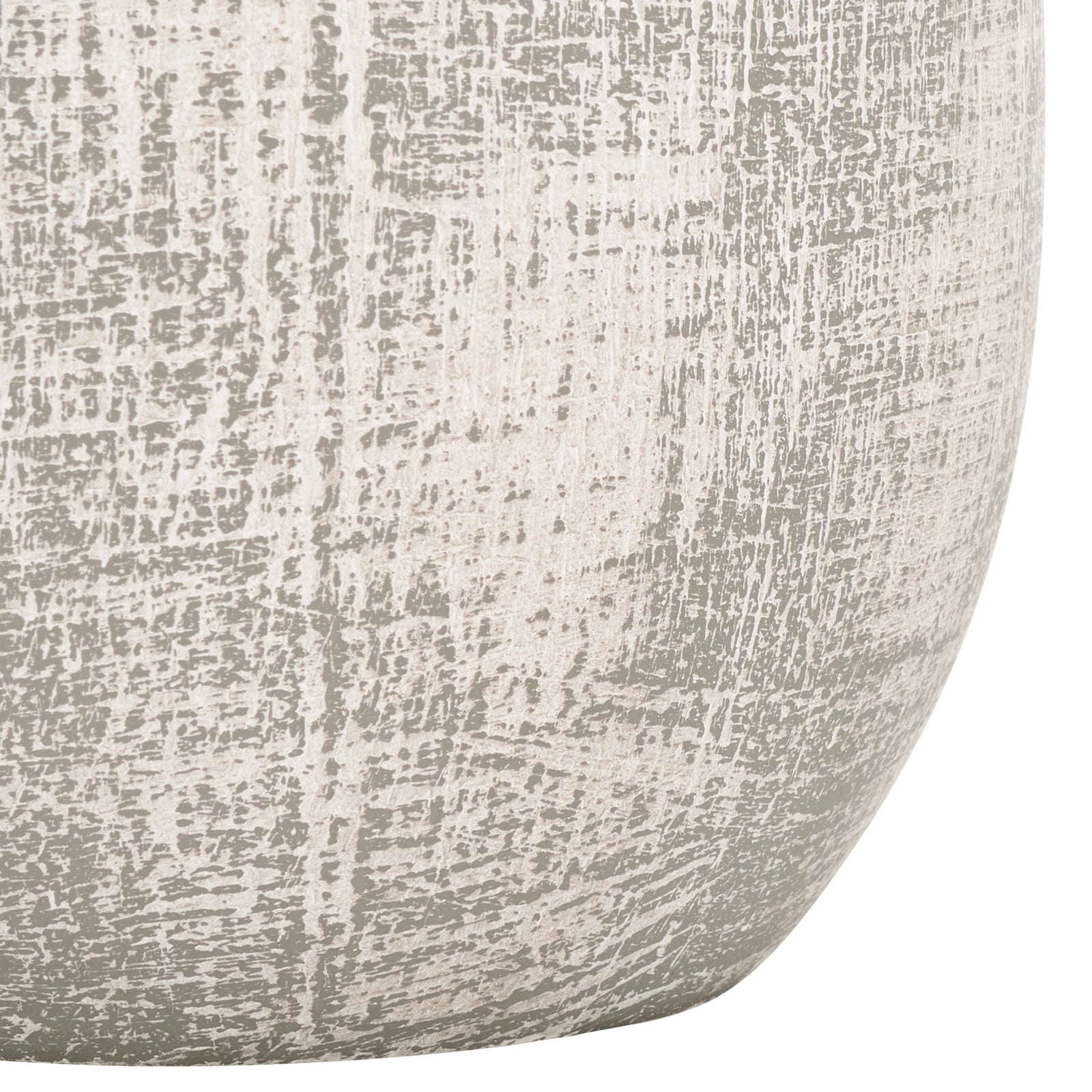 A softly curved vase base reveals the layered gray-and-white texture of its distressed finish || RDC4031A || leg_studio