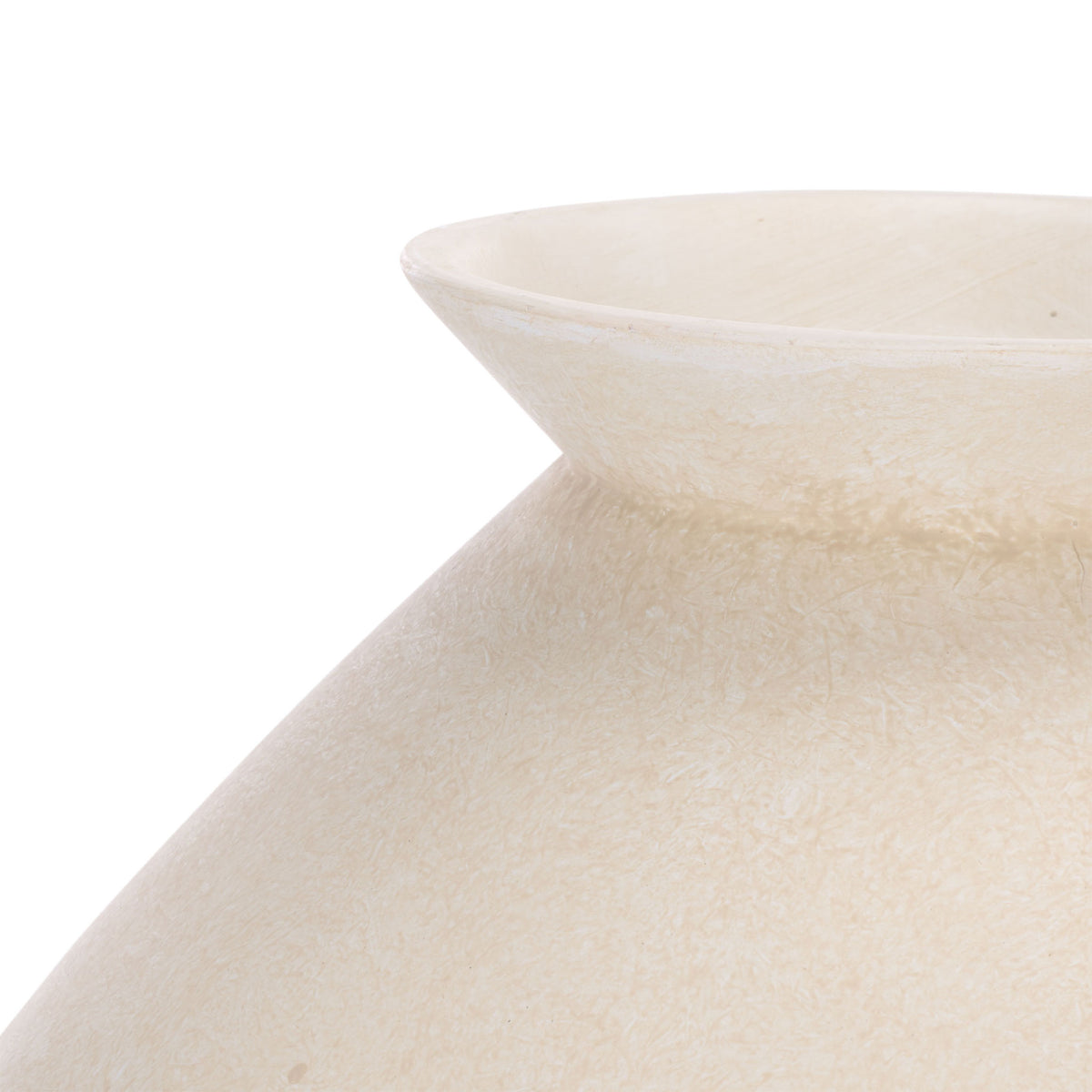 A softly textured whitewash finish highlights the cream vase's broad, flared rim || RDC4045A || detail_studio