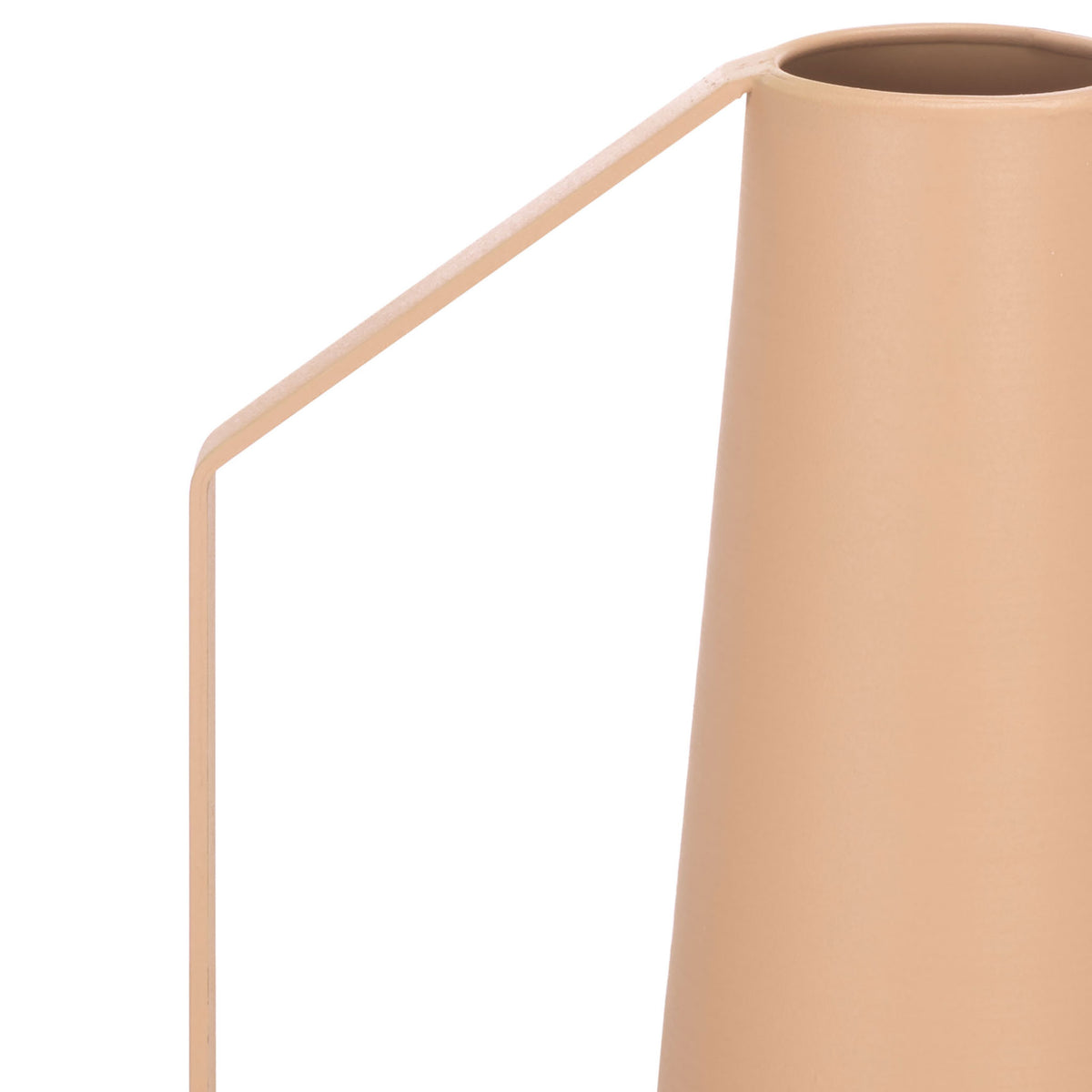 A slender diagonal handle accents the tapered neck and open rim of the taller beige vase. || RDC4049A-SET2 || handle_studio