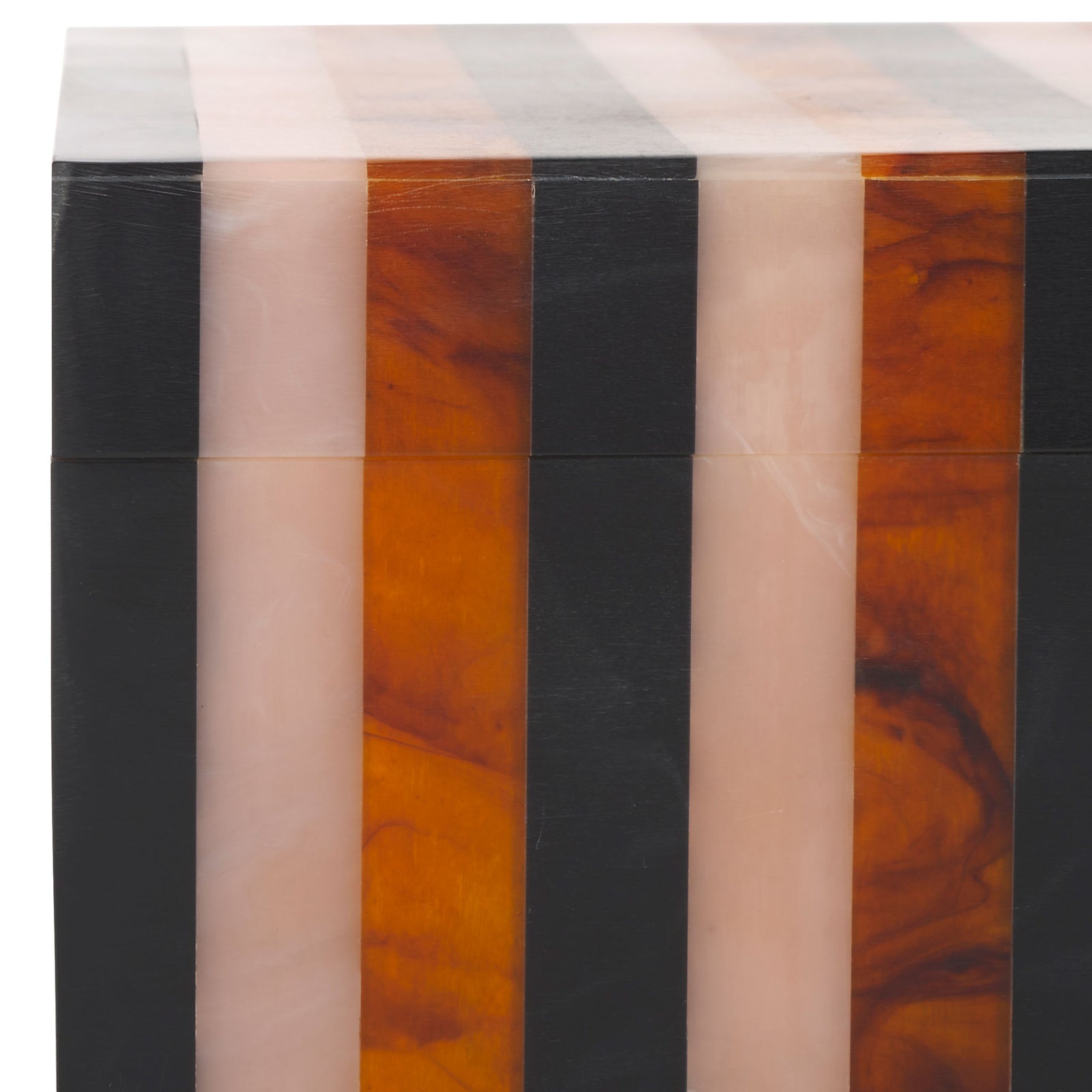 Polished black, warm brown and pale blush bands continue across the box lid and sides || RDC5001A-SET2 || detail_studio