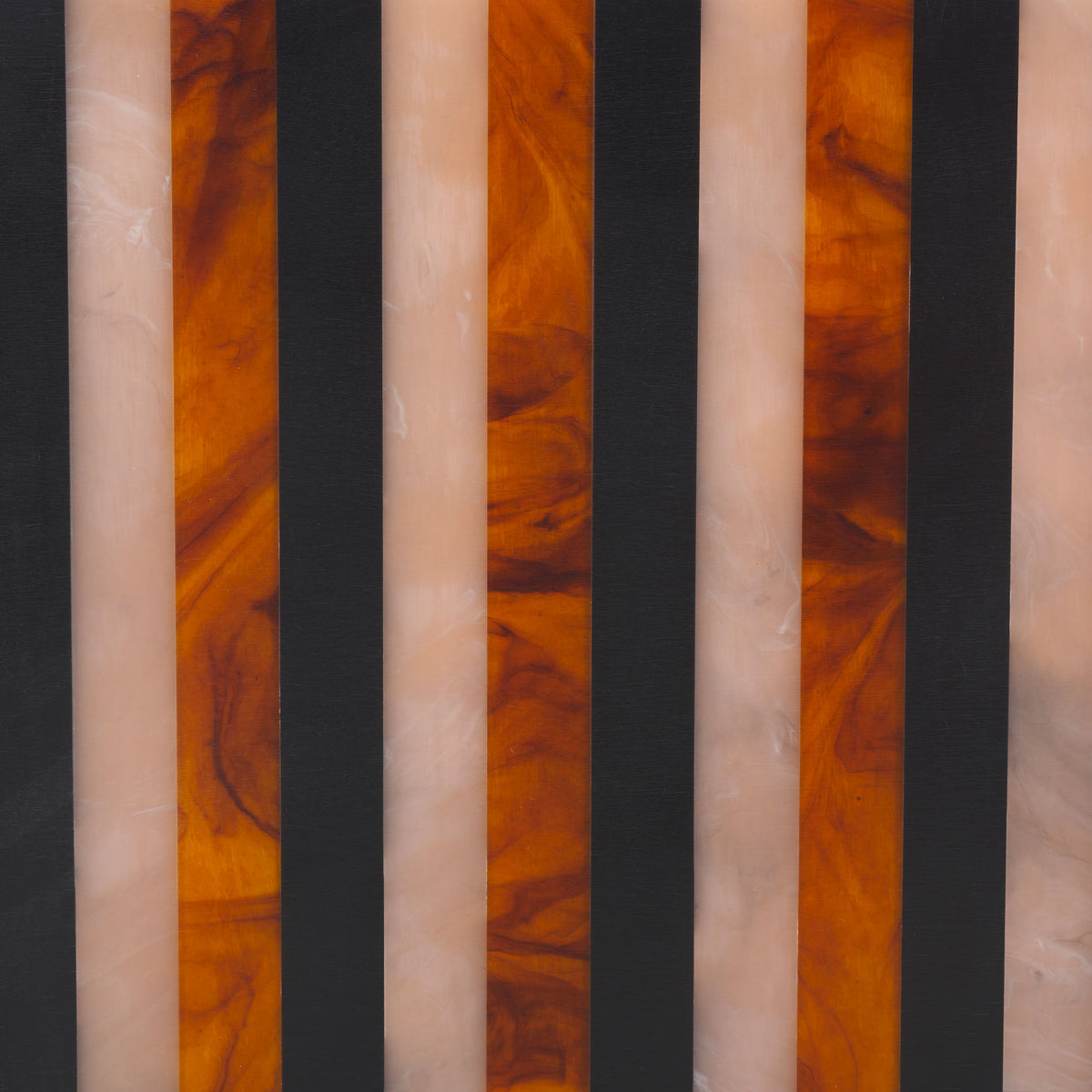 Glossy woodgrain-brown bands alternate with deep black and pale blush stripes || RDC5001A-SET2 || swatch_studio