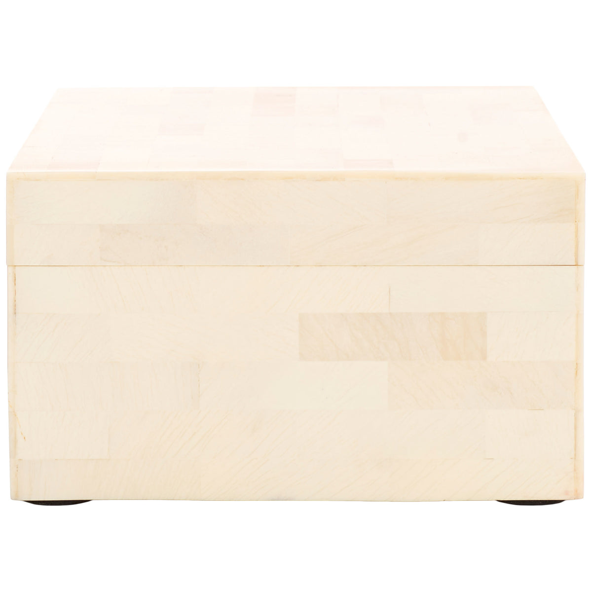 Softly grained faux-bone panels wrap the larger box beneath a flat, fitted lid. || RDC5002A-SET2 || side_partial_studio
