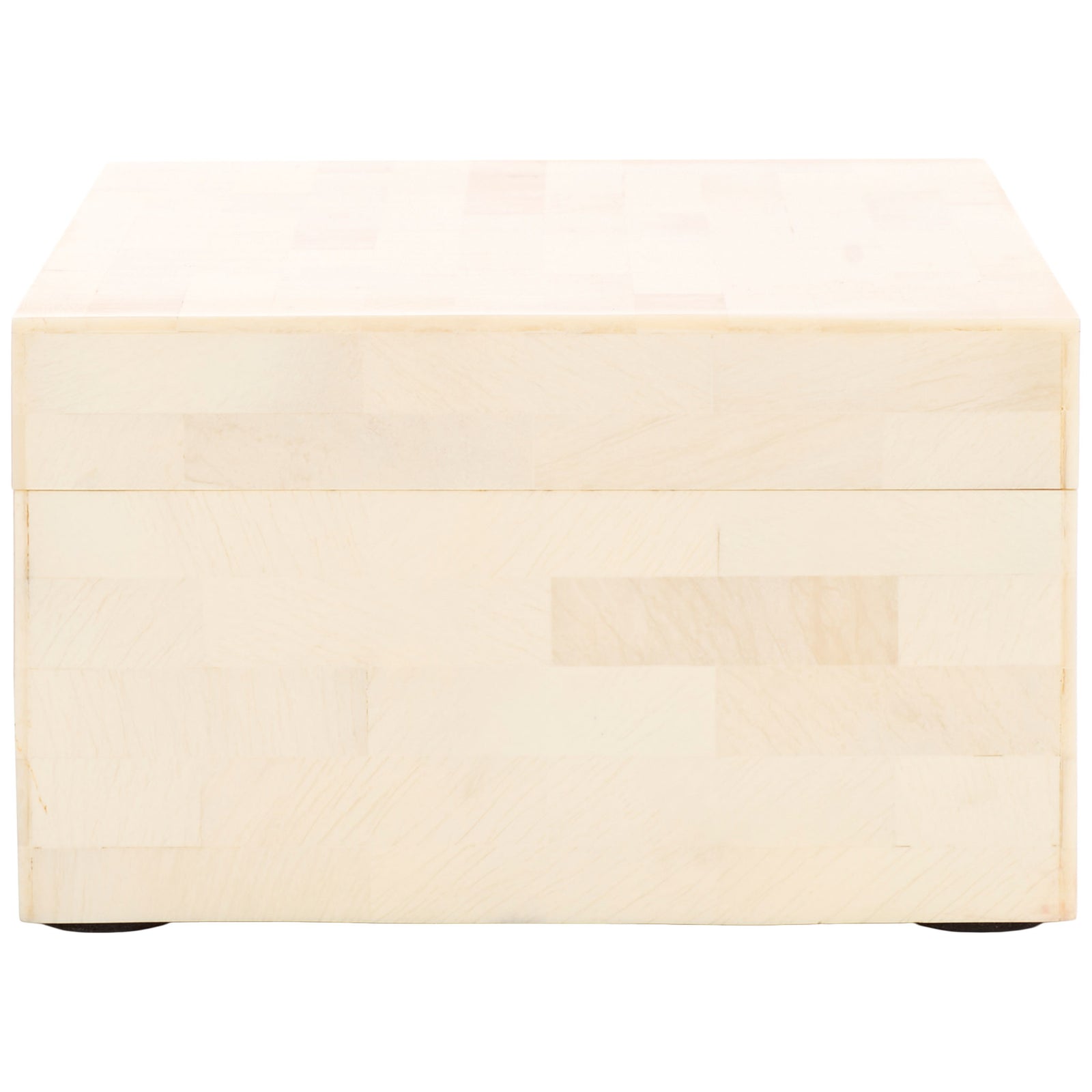 Softly grained faux-bone panels wrap the larger box beneath a flat, fitted lid. || RDC5002A-SET2 || side_partial_studio