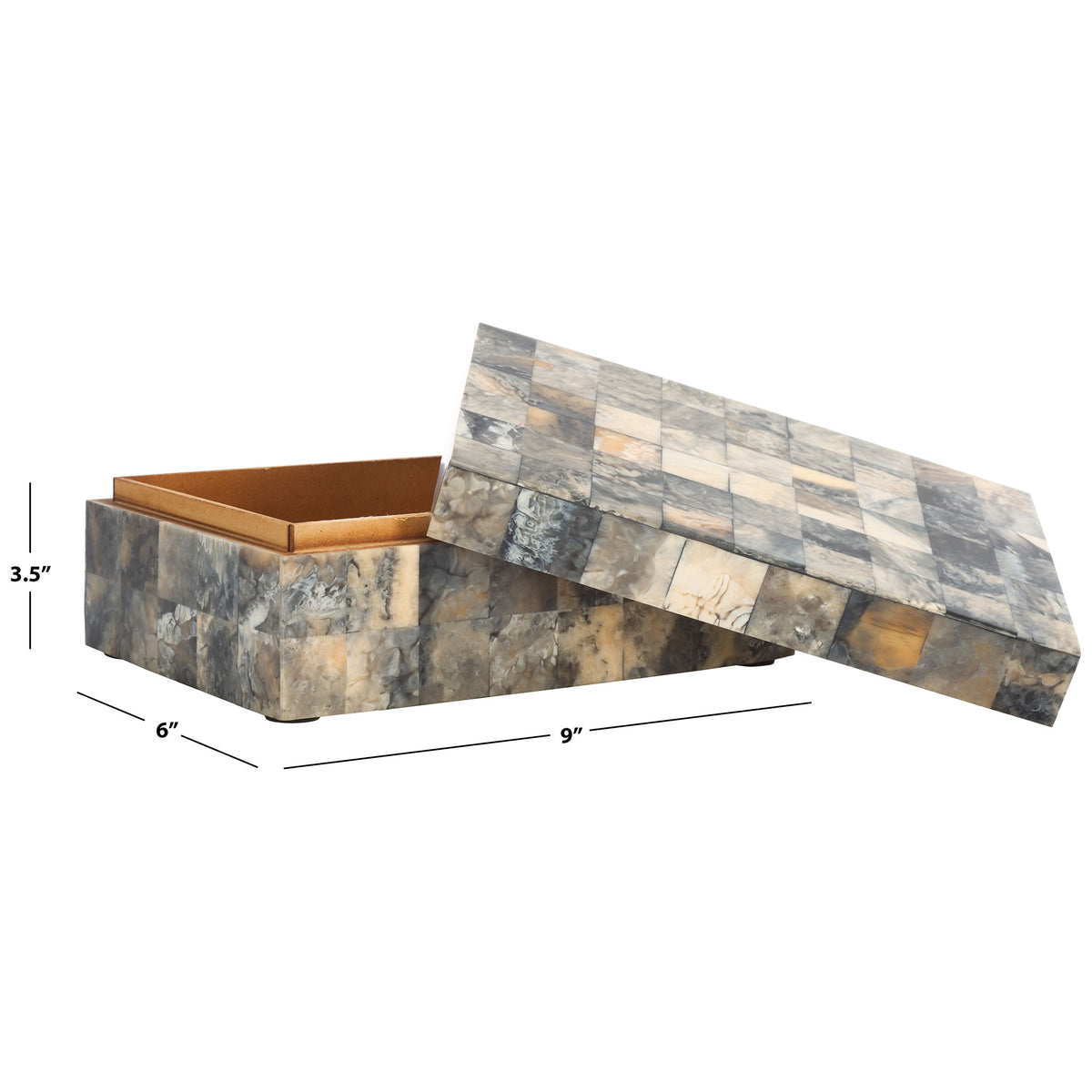 The larger mosaic box measures 9 by 6 by 3.5 inches and has a removable lid.