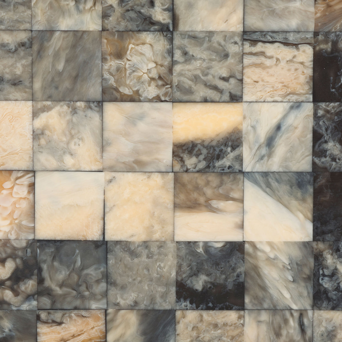 Tiny marbled squares blend veined ivory, smoky gray, and warm honey brown. || RDC5004A-SET2 || swatch_studio