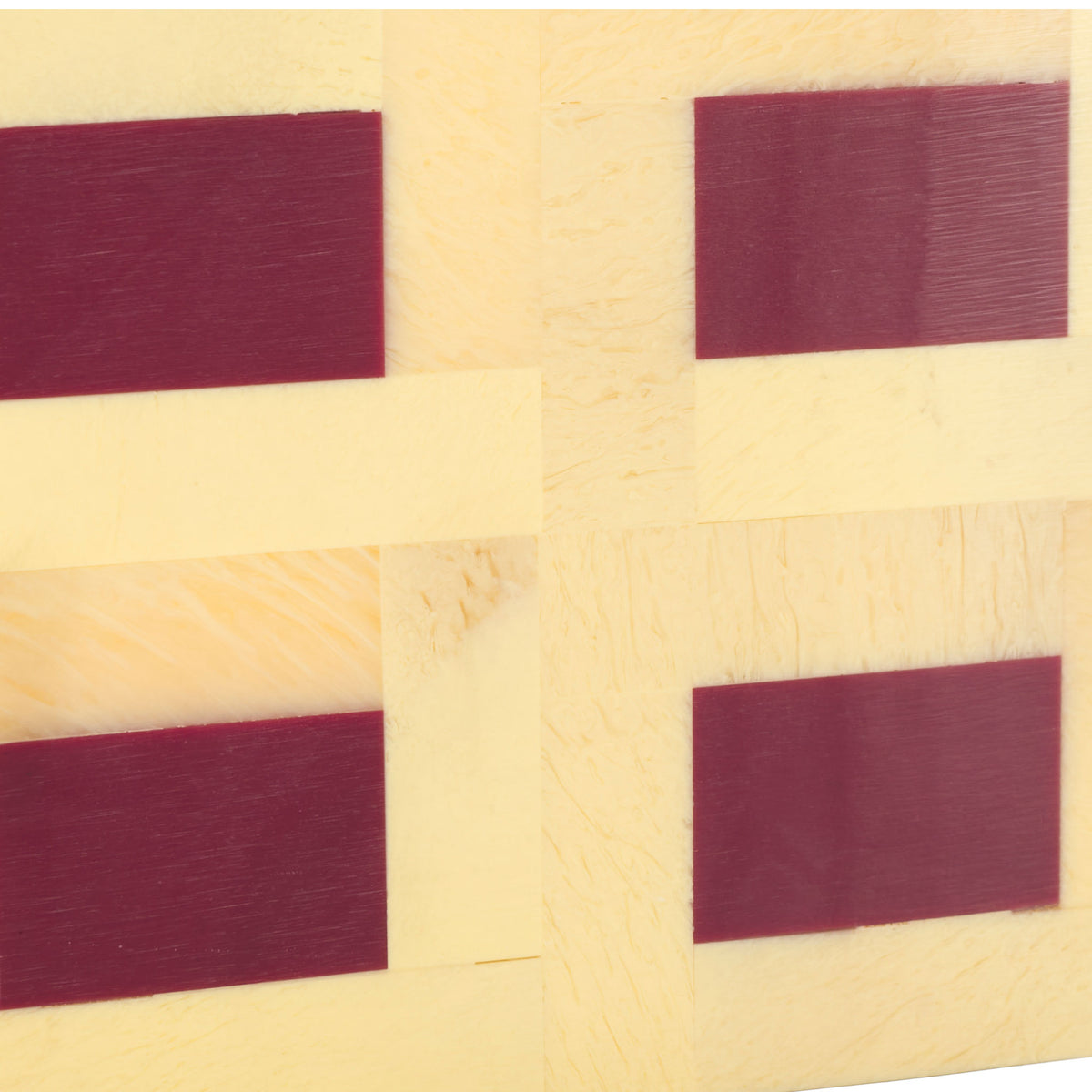 Pale yellow faux wood marbling forms a crisscross grid around burgundy squares || RDC5005A-SET2 || swatch_studio