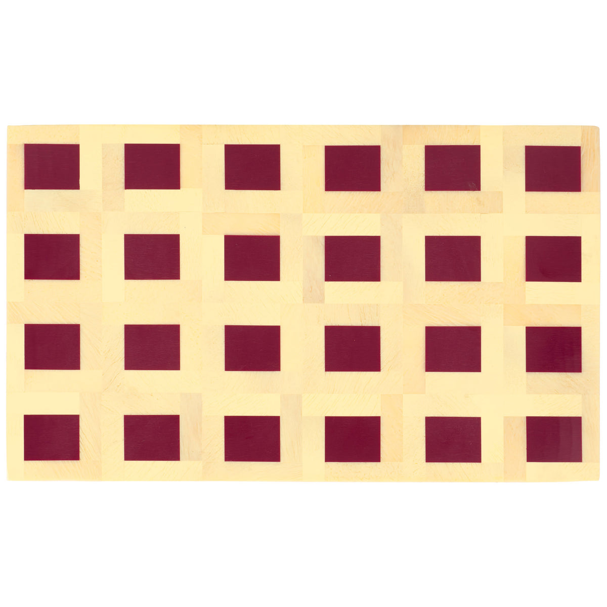 The larger box's lid displays neat rows of burgundy squares framed in faux wood-patterned yellow || RDC5005A-SET2 || top_partial_studio