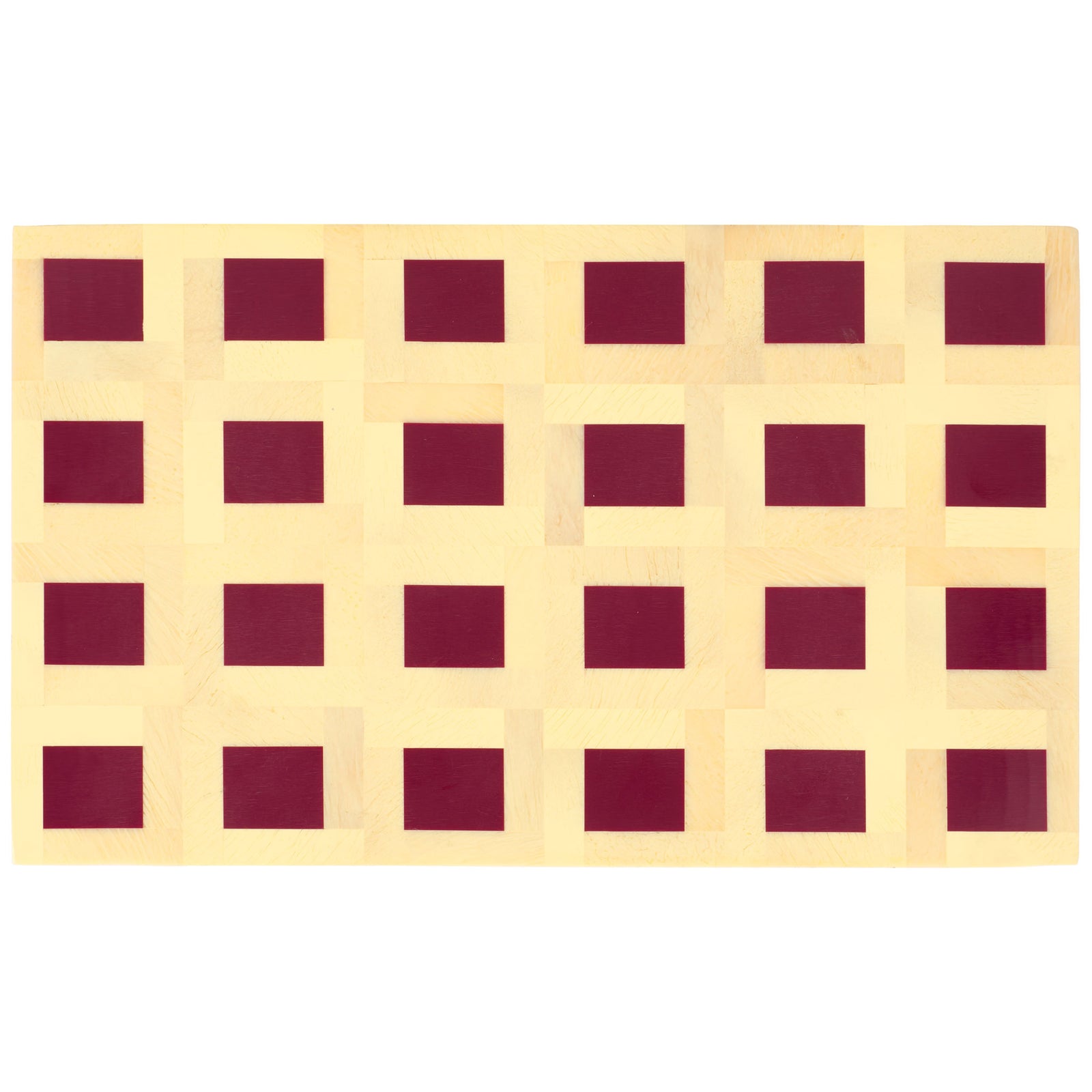 The larger box's lid displays neat rows of burgundy squares framed in faux wood-patterned yellow || RDC5005A-SET2 || top_partial_studio