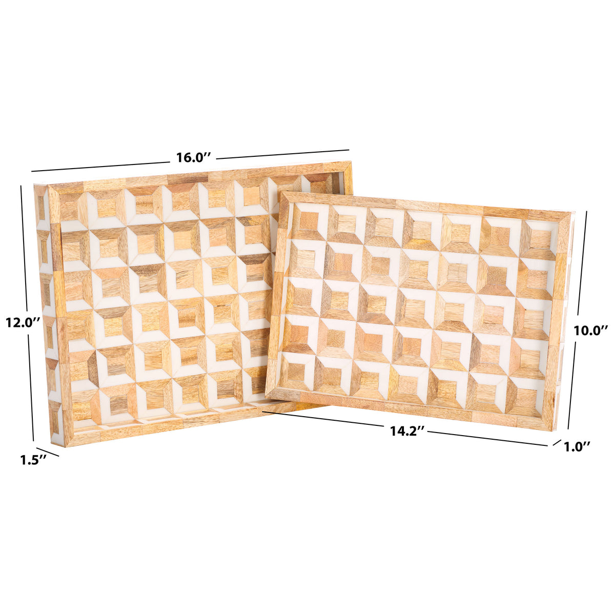 Two shallow trays measure 16 by 12 inches and 14.2 by 10 inches. || RDC5010A-SET2 || dimension_studio