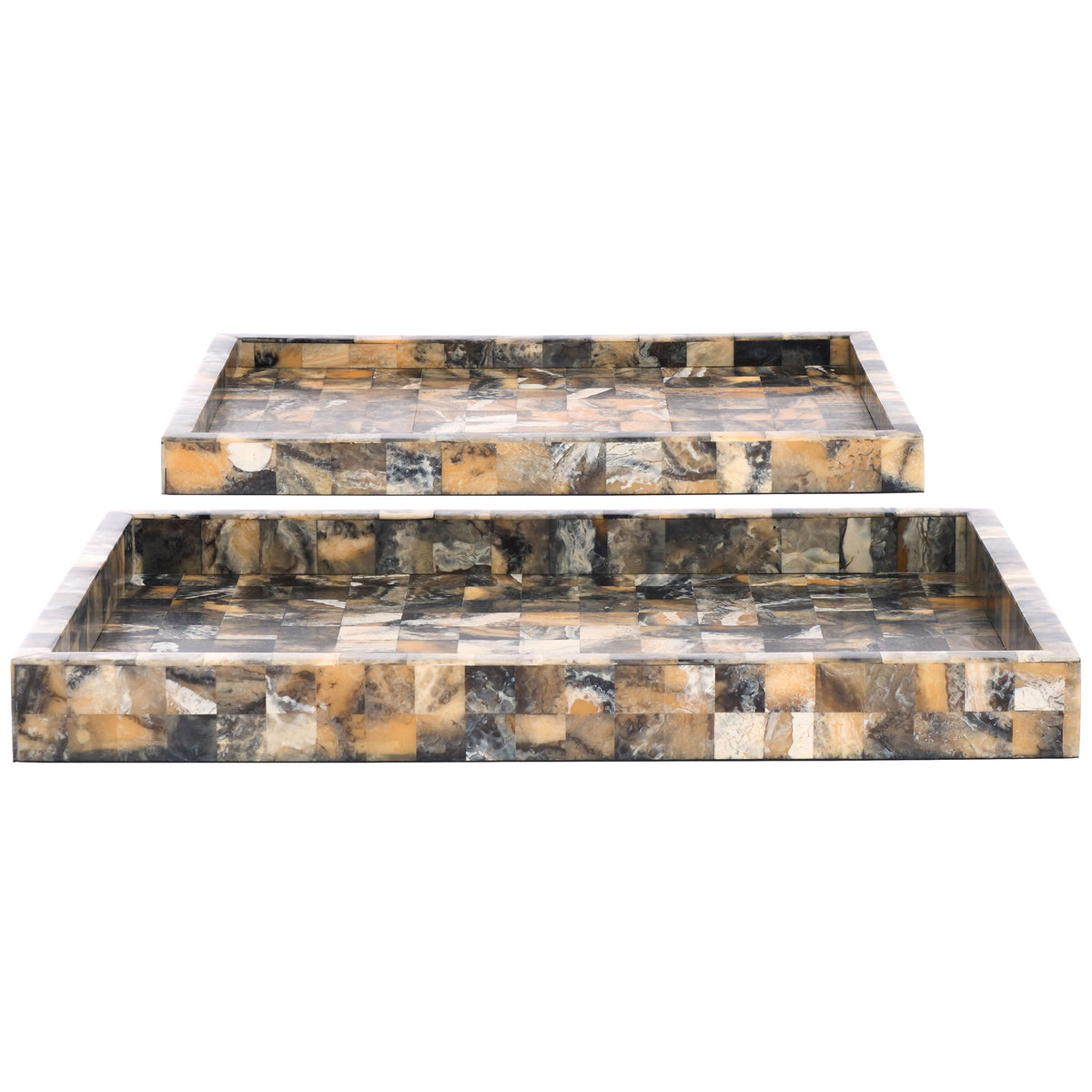 Two graduated trays offer coordinated surfaces for serving or displaying decor. || RDC5011A-SET2 || front_studio