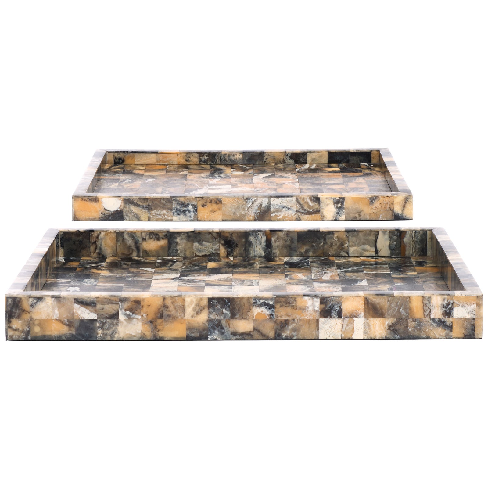Two graduated trays offer coordinated surfaces for serving or displaying decor. || RDC5011A-SET2 || front_studio