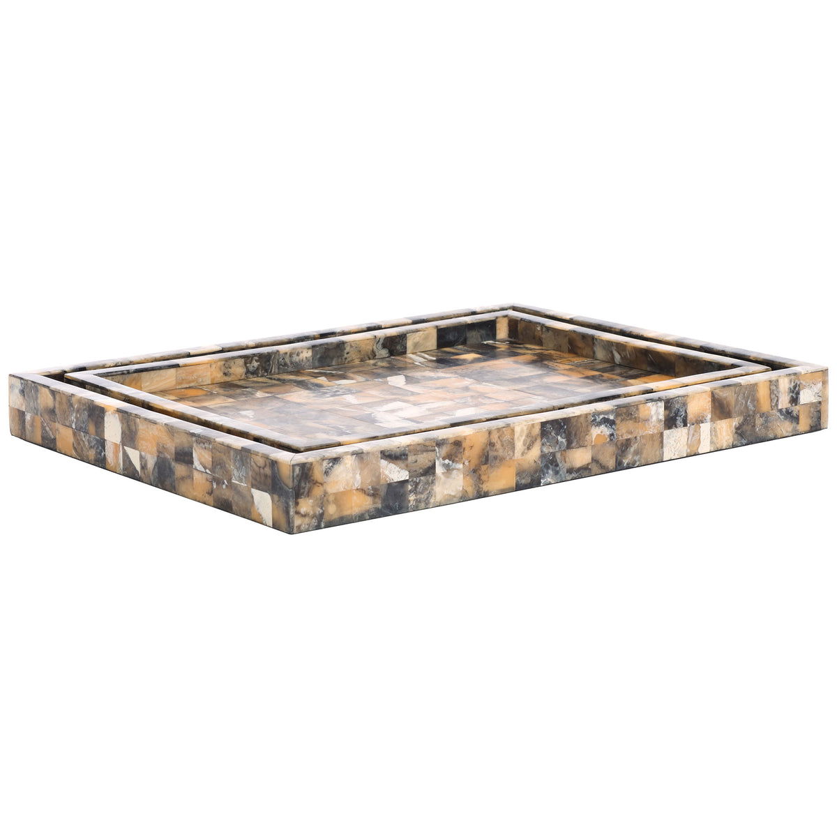 A smaller marbled tray fits neatly inside the larger tray for space-saving storage. || RDC5011A-SET2 || front_angle_studio