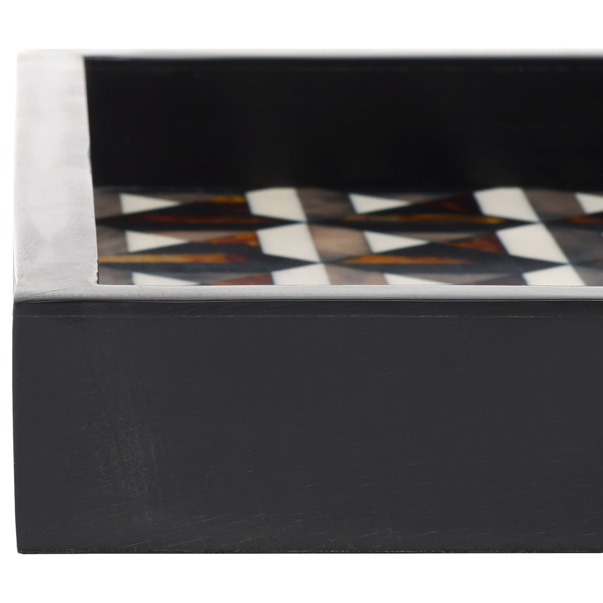 A sleek dark rim frames the tray's ivory, brown, and amber geometric inlay || RDC5013A-SET2 || detail_studio