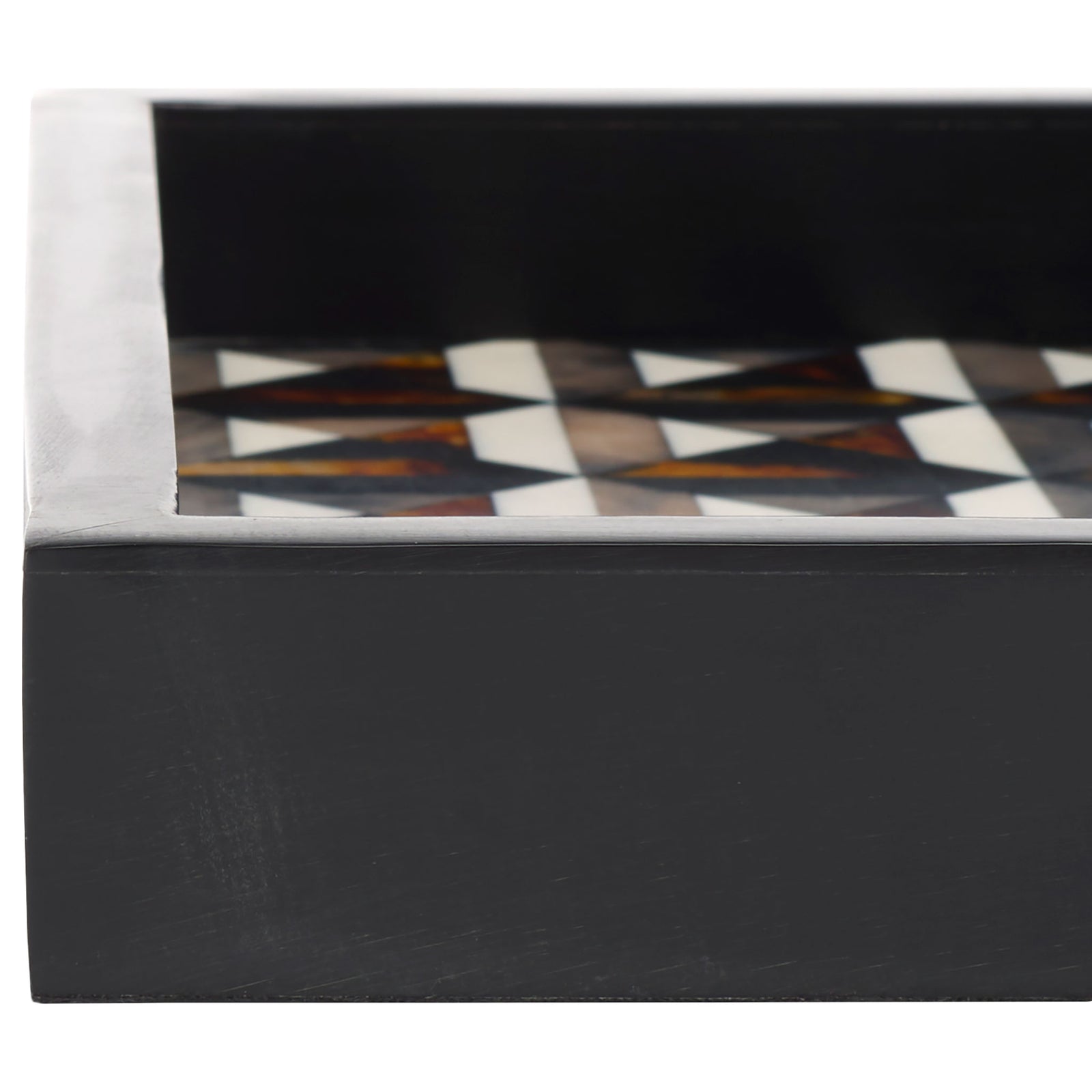 A sleek dark rim frames the tray's ivory, brown, and amber geometric inlay || RDC5013A-SET2 || detail_studio