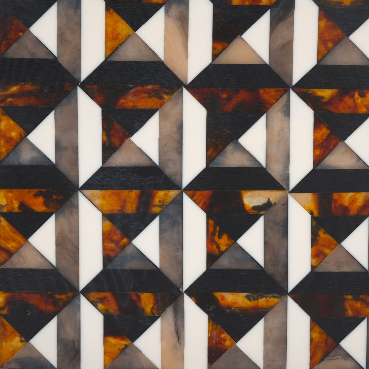 Ivory triangles alternate with smoky brown and glowing amber shapes across the tray inlay || RDC5013A-SET2 || swatch_studio