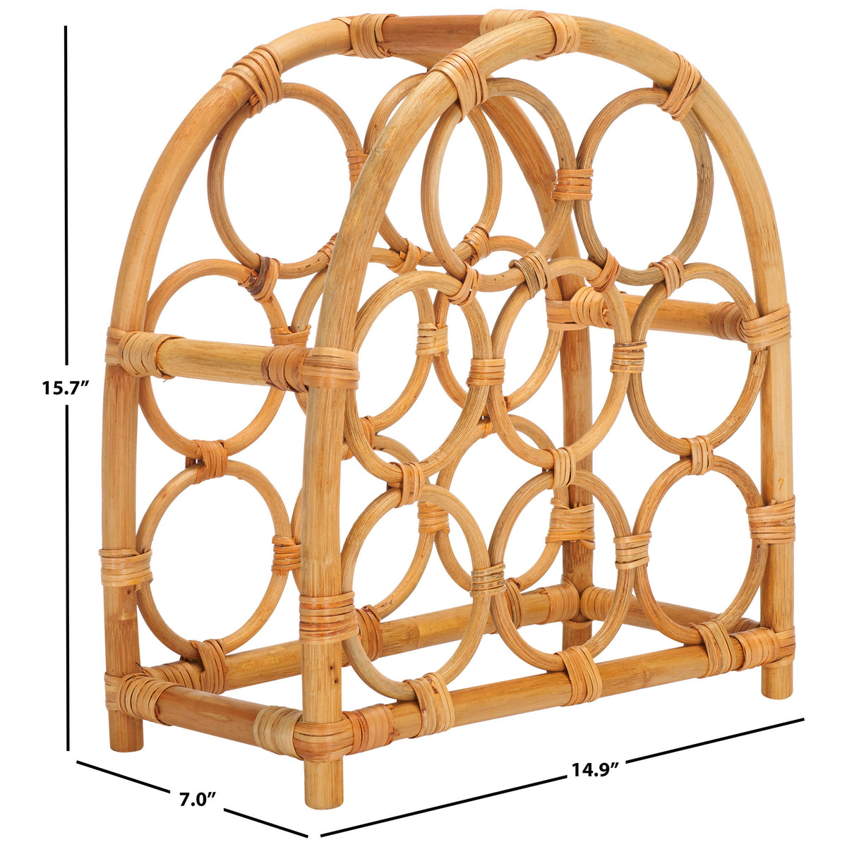 Eight-bottle wine rack measures 14.9 inches wide, 7 inches deep and 15.7 inches high || STG1801A || dimension_studio