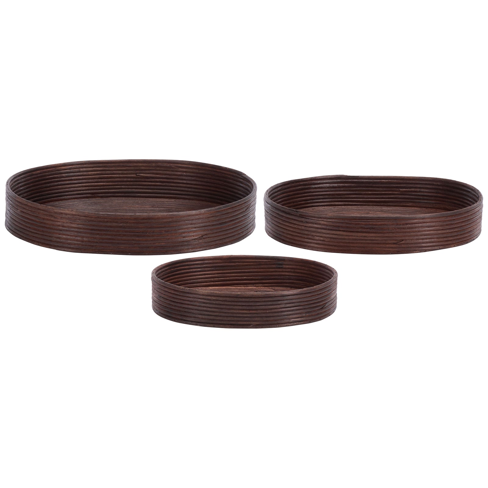 Graduated oval rattan baskets offer three versatile sizes for organizing everyday essentials || STG1818A || front_studio