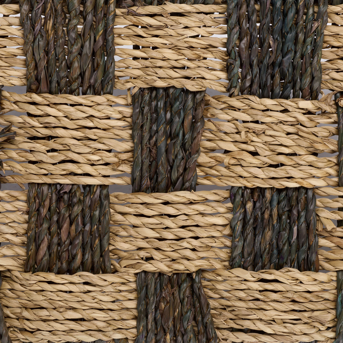 Natural and dark seagrass strands form a tactile, oversized checkerboard pattern || STG1820A || swatch_studio