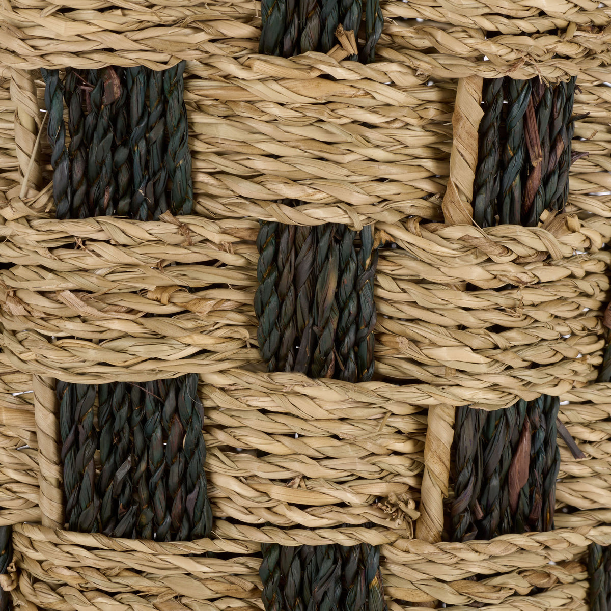 Natural and dark seagrass weave forms a textured grid with rich earthy contrast || STG1824A || swatch_studio