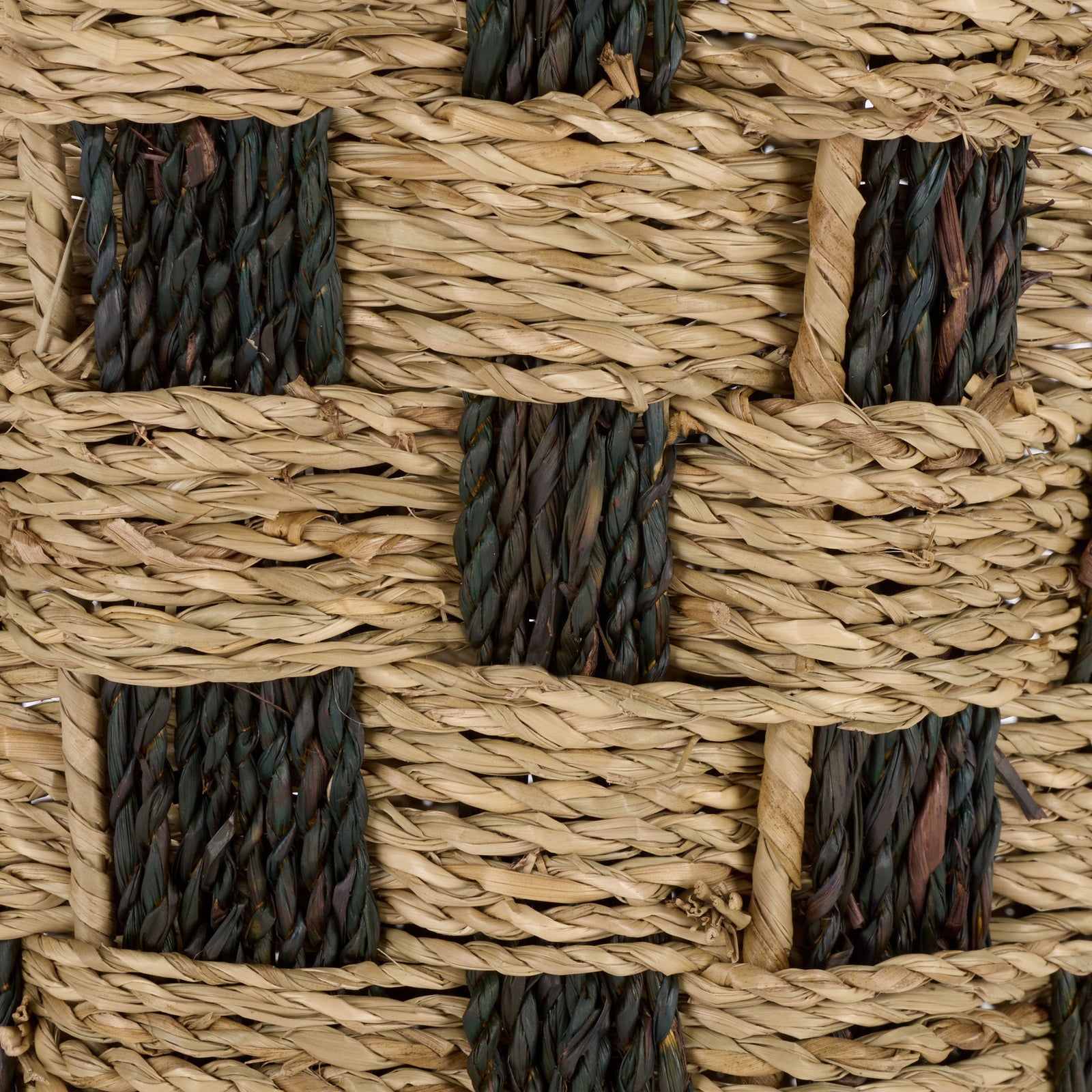 Natural and dark seagrass weave forms a textured grid with rich earthy contrast || STG1824A || swatch_studio