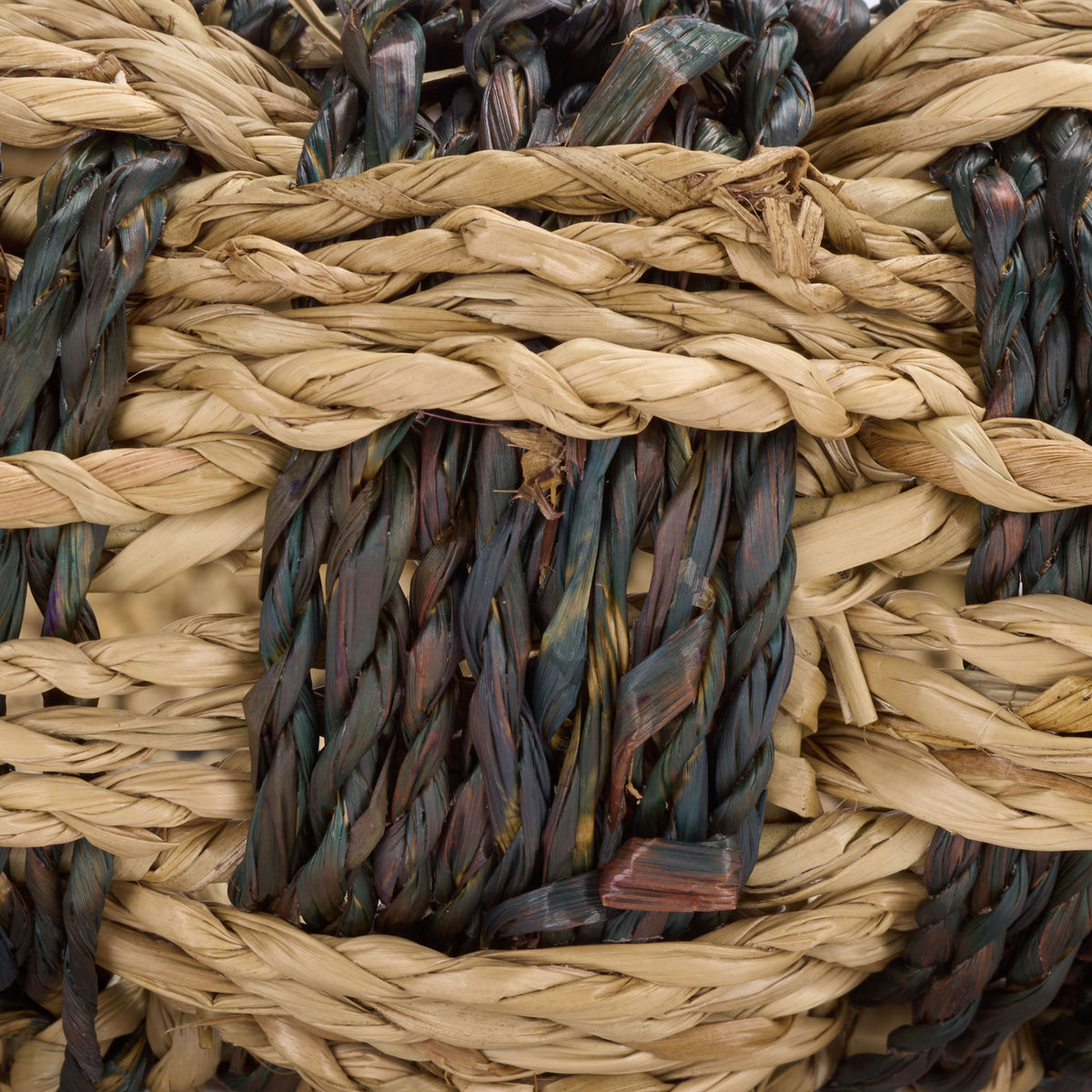 Natural seagrass braids crisscross dark strands in a richly textured checkered weave || STG1825A-SET2 || swatch_studio