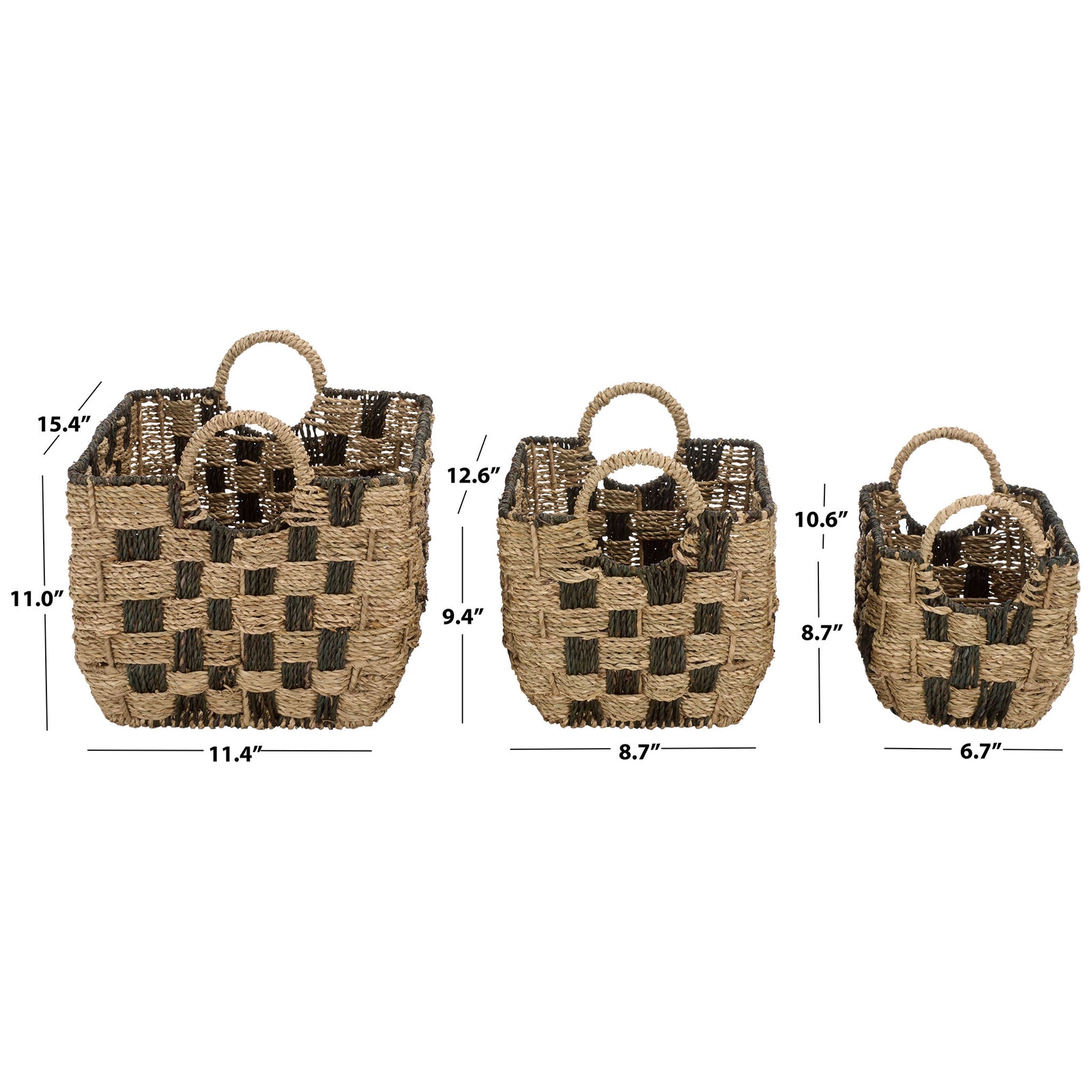 A trio of woven baskets offers small, medium, and large options for everyday storage. || STG1826A-SET3 || dimension_studio