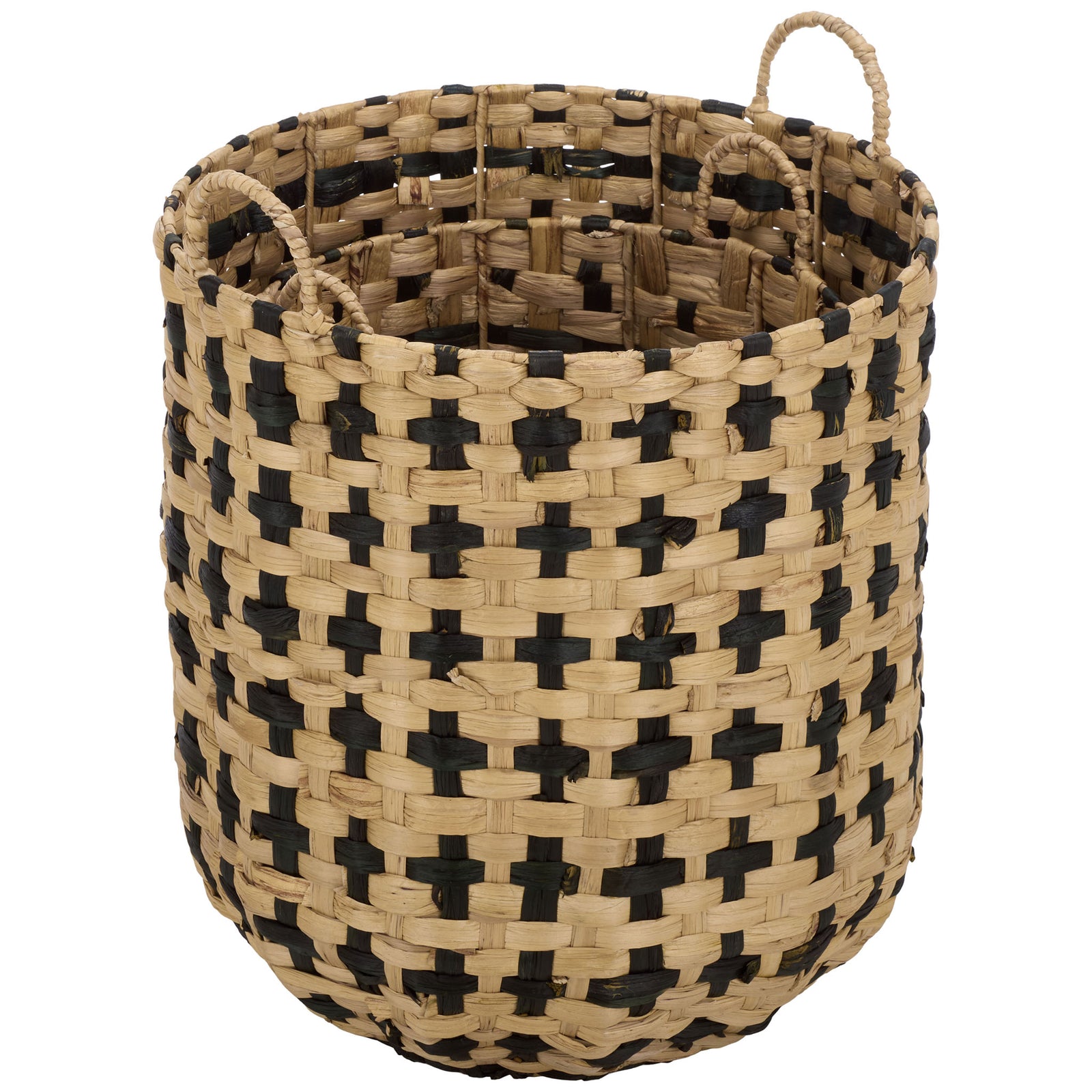 An airy open rim reveals the basket's roomy interior and sculptural loop handles. || STG1829A-SET2 || front_angle_studio