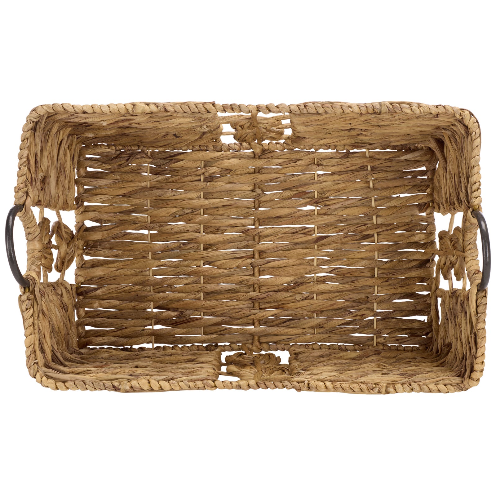 An open rectangular interior offers roomy storage within braided water hyacinth walls. || STG1830A-SET3 || top_partial_studio