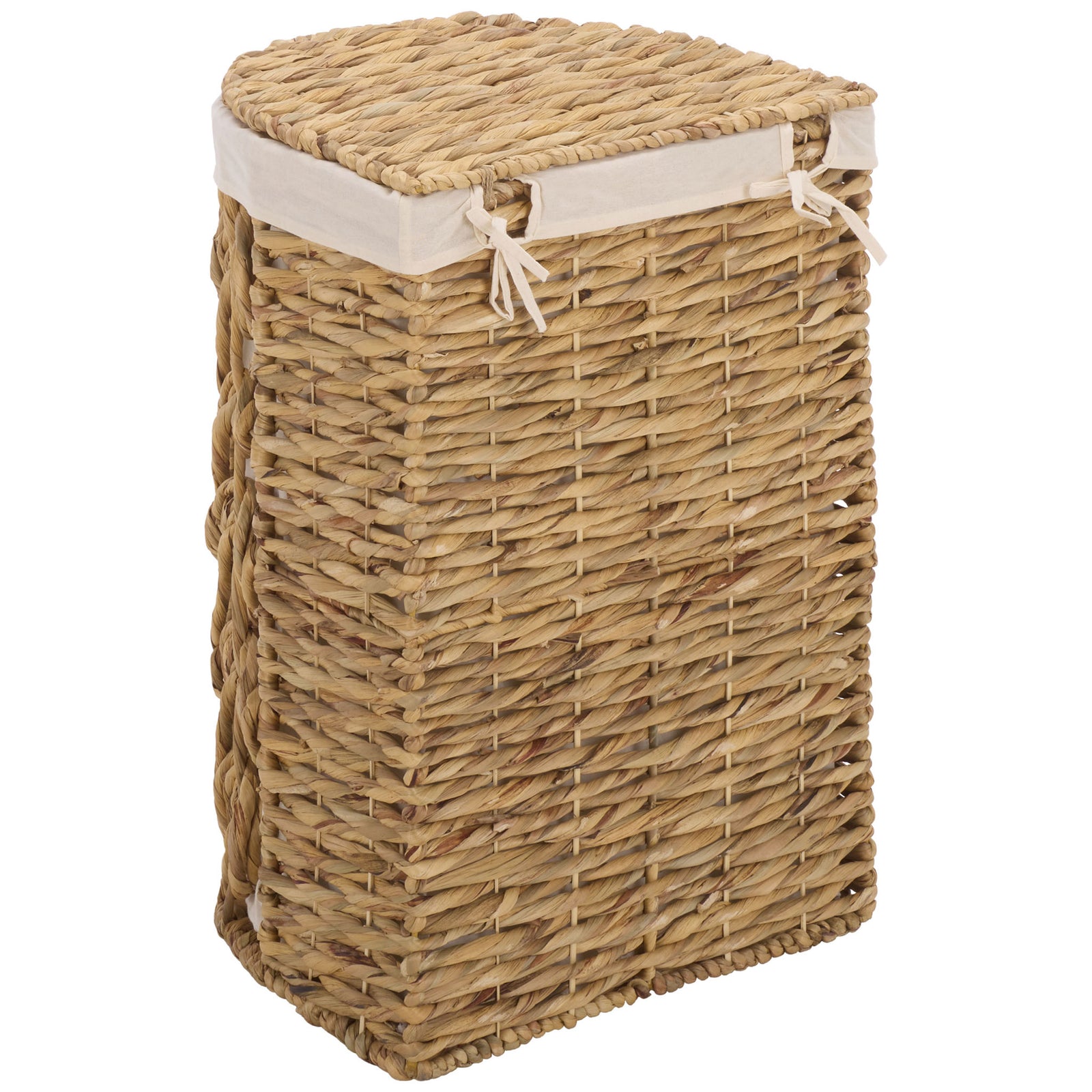 A fitted woven lid and soft linen band bring a tailored finish to natural basket storage. || STG1831A-SET2 || back_angle_partial_studio