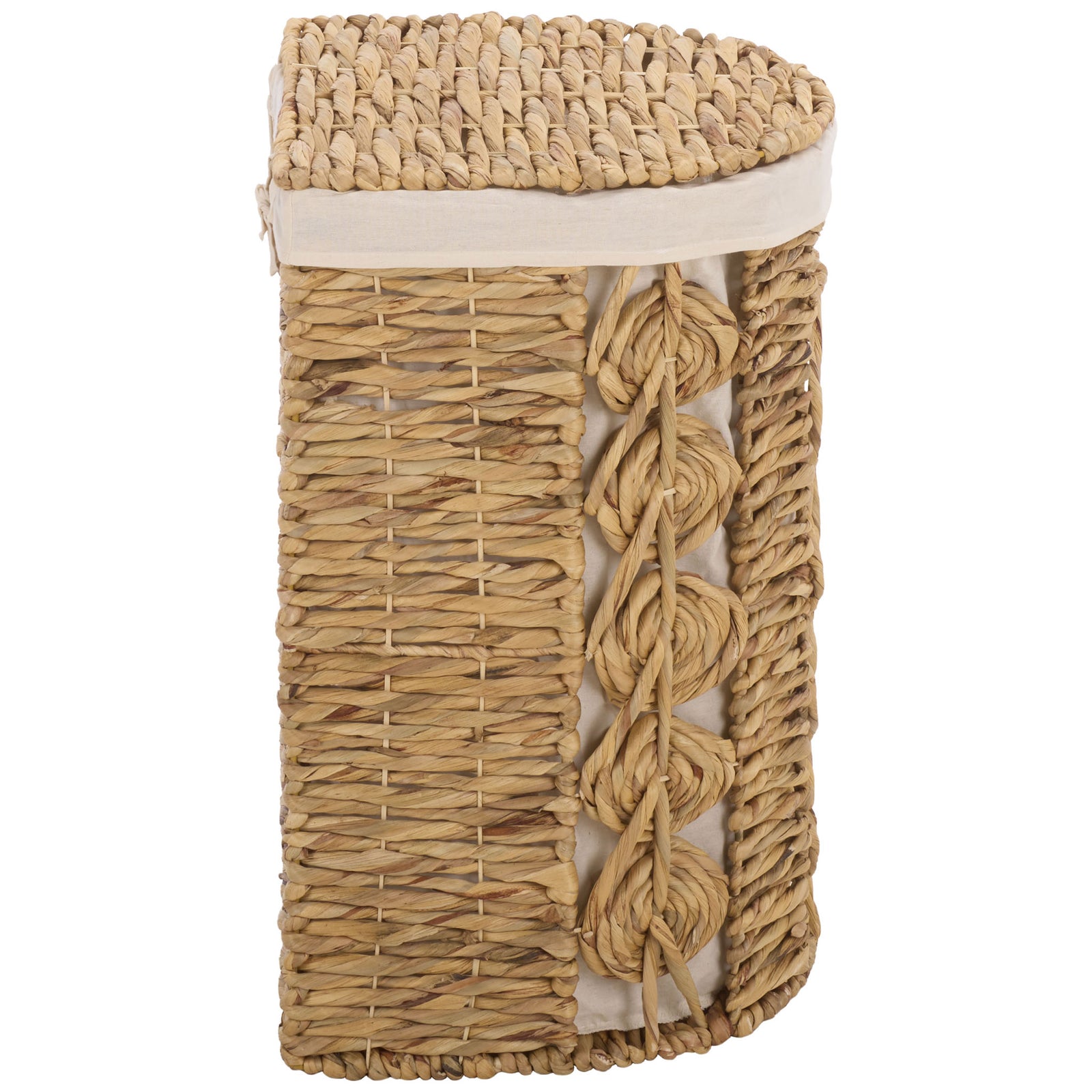A compact woven basket adds braided loops and a soft ivory rim to everyday storage. || STG1831A-SET2 || side_partial_studio