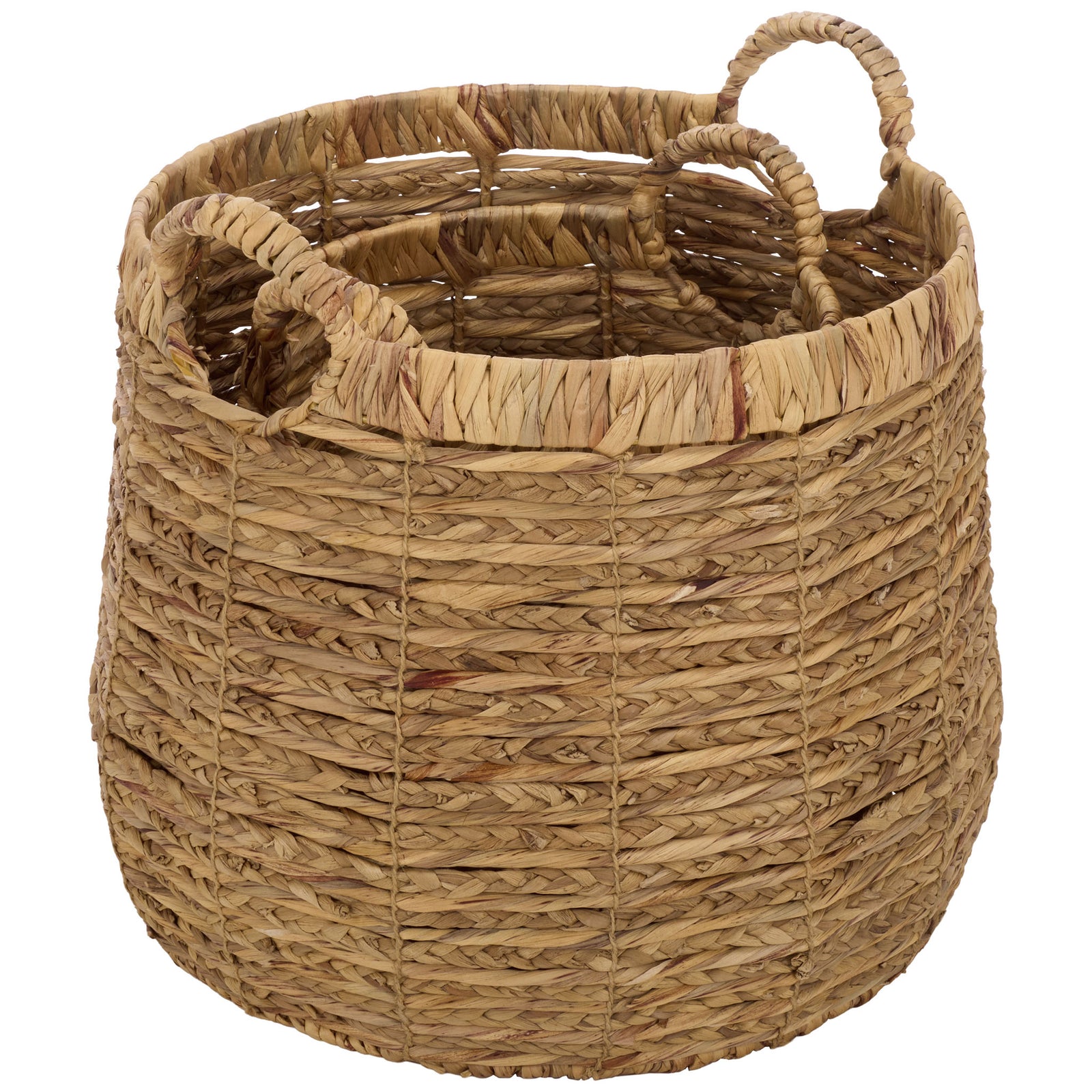 A spacious woven basket pairs an airy interior with loop handles for everyday organizing. || STG1832A-SET2 || front_angle_studio