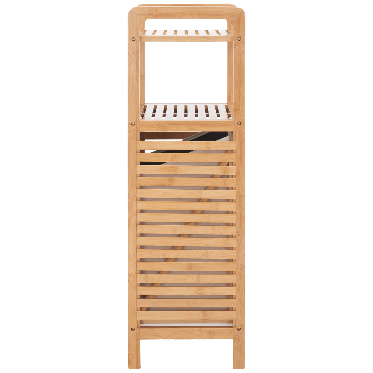 Slim bamboo framing and a slatted side give this laundry organizer an airy profile || STG1903A || side_studio