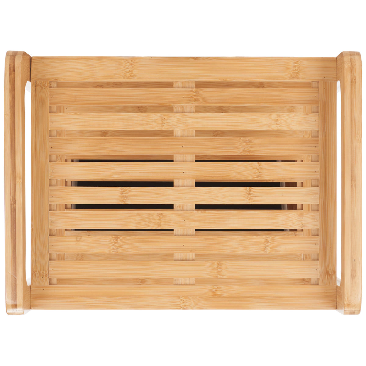 Open slatted bamboo shelves offer breathable storage for folded linens and daily essentials || STG1903A || top_studio