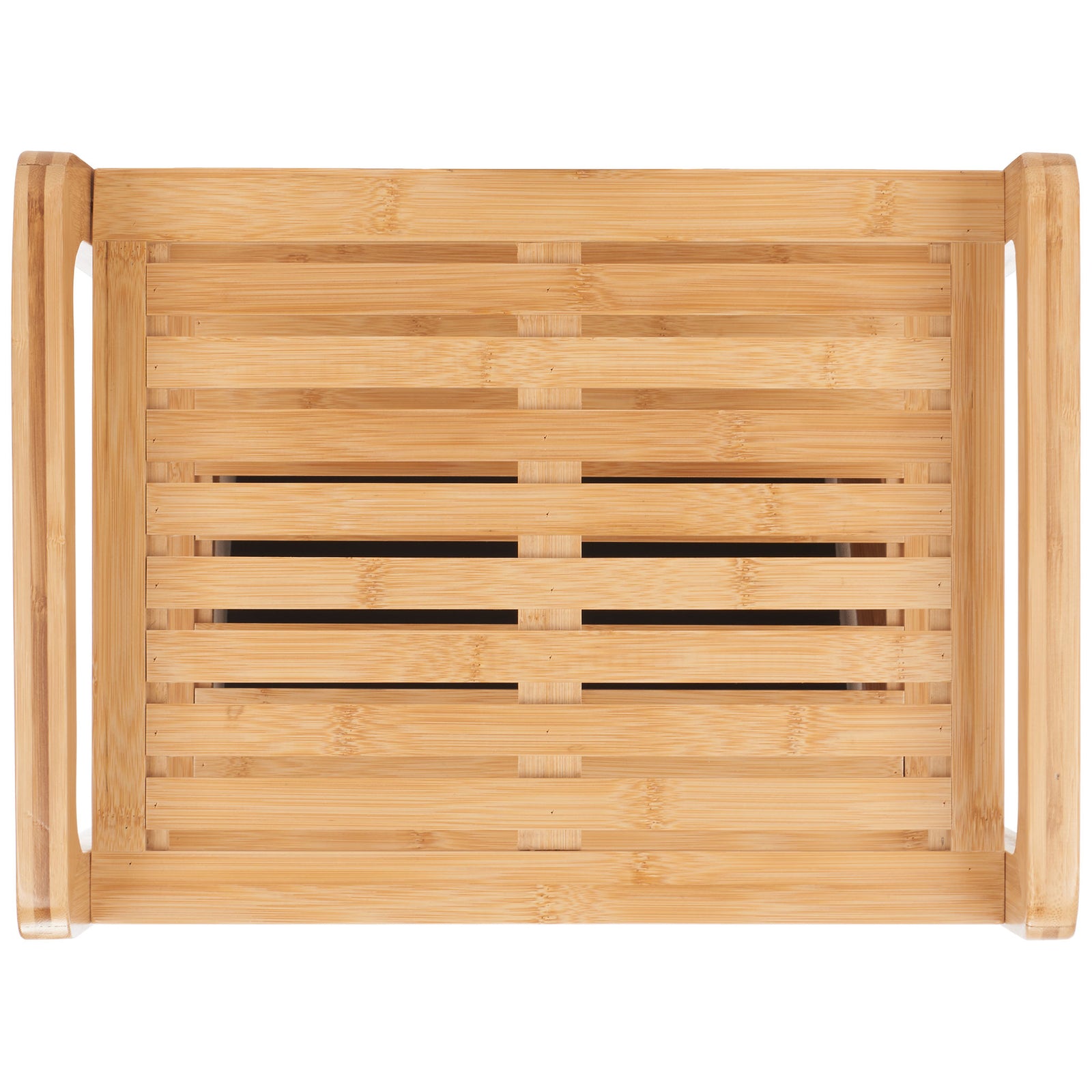 Open slatted bamboo shelves offer breathable storage for folded linens and daily essentials || STG1903A || top_studio