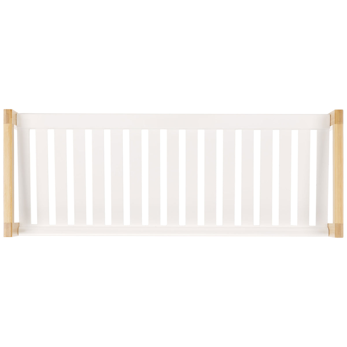 Parallel white slats fill the upper shelf between natural bamboo end frames. || STG1909A || top_studio