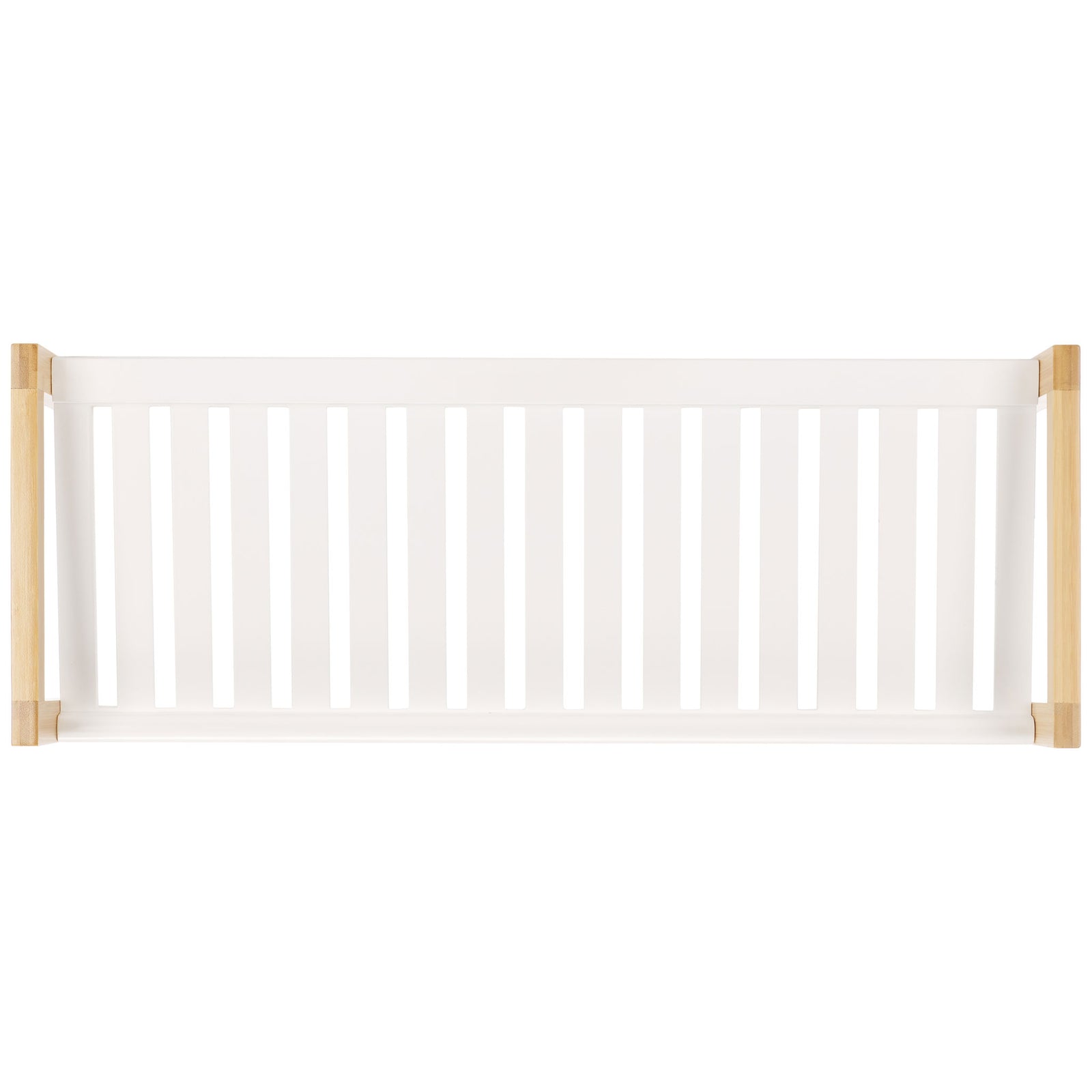 Parallel white slats fill the upper shelf between natural bamboo end frames. || STG1909A || top_studio