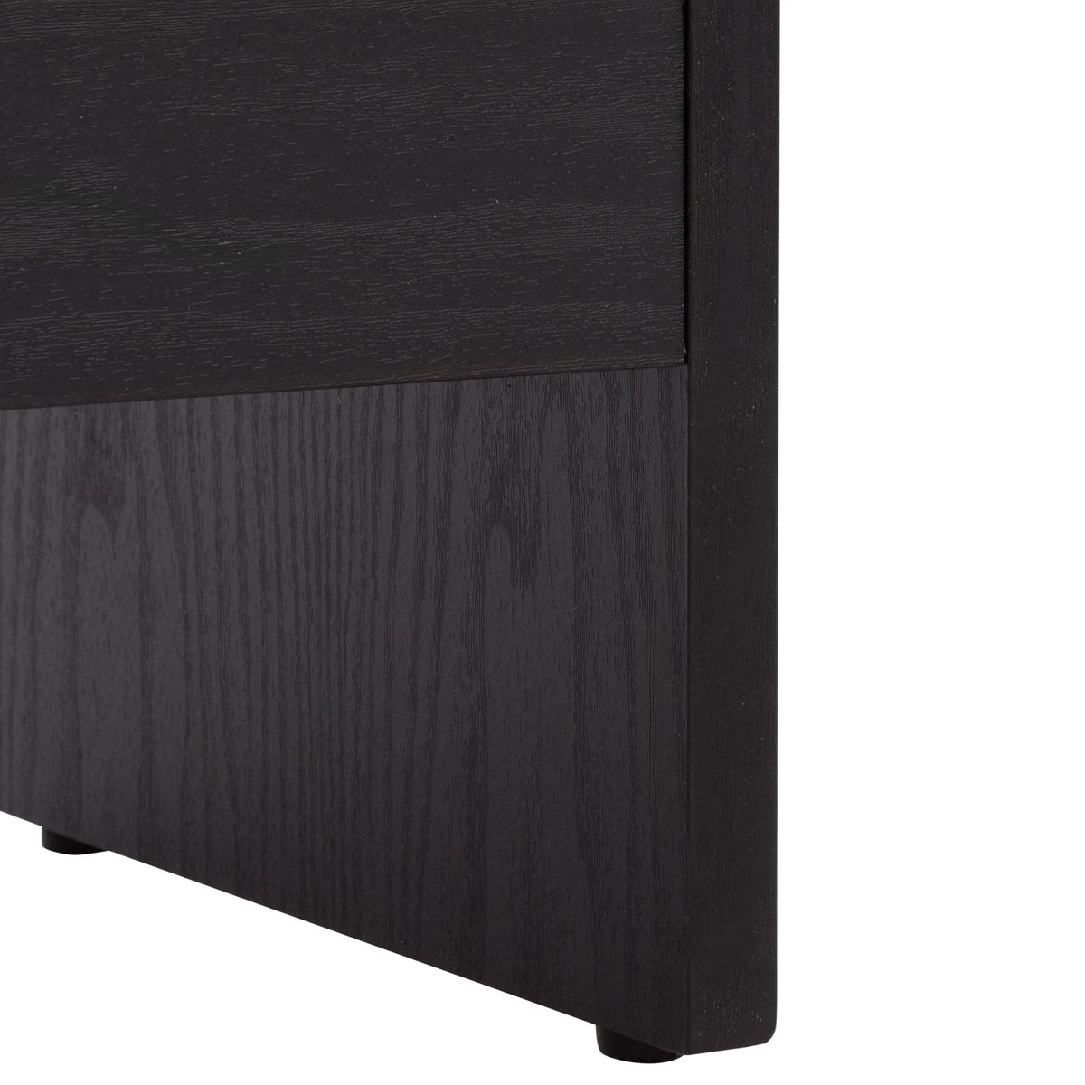 The black wood-grain side extends to a low-profile foot for a clean, grounded look. || STG3100B || leg_studio