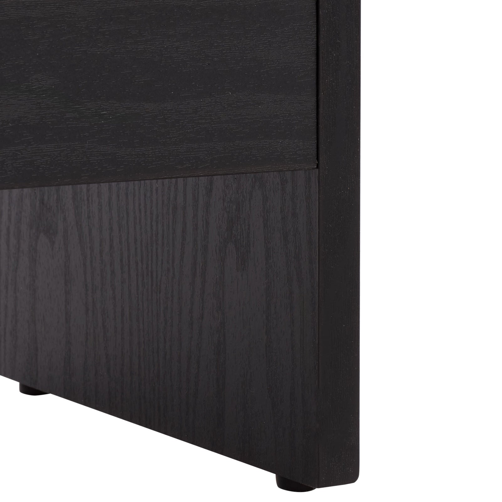 The black wood-grain side extends to a low-profile foot for a clean, grounded look. || STG3100B || leg_studio