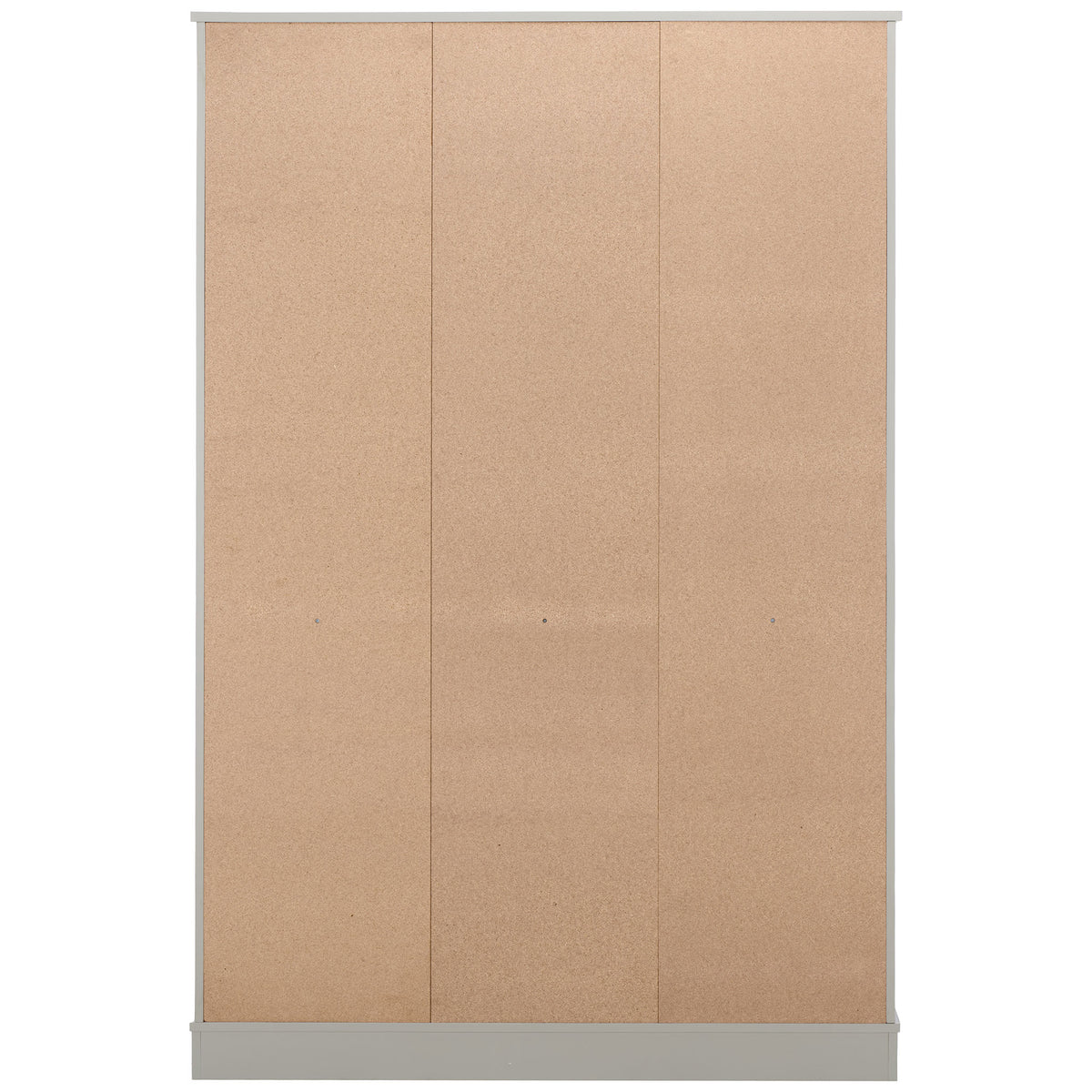 A wide tan back panel meets a light gray frame and matching plinth base. || STG3103A-3BX || back_studio