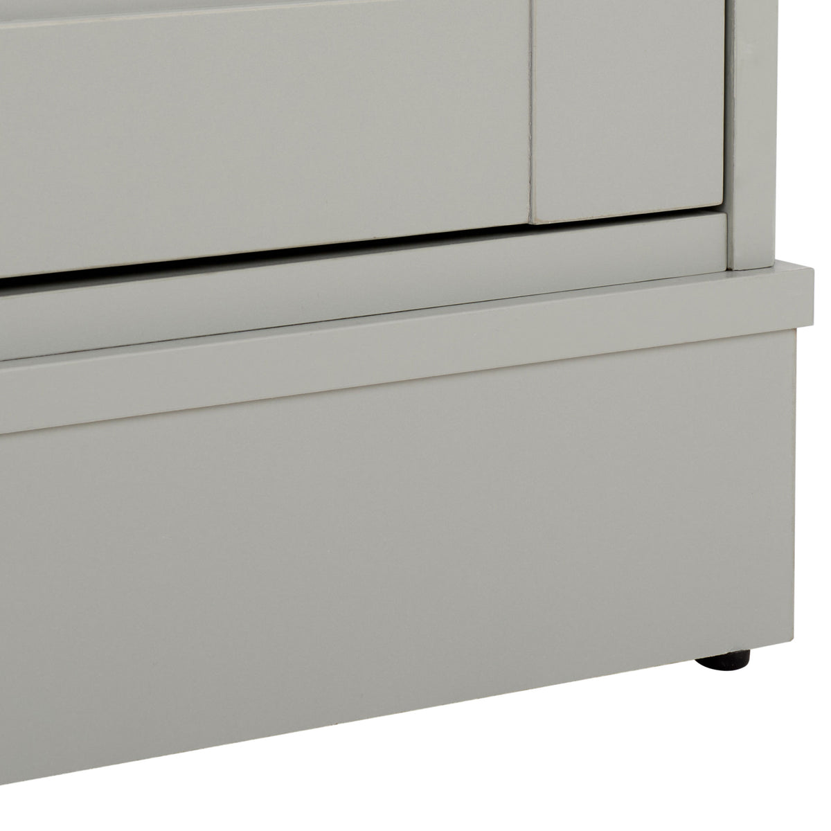 A wide light gray plinth grounds the wardrobe beneath its framed door panels. || STG3103A-3BX || leg_studio