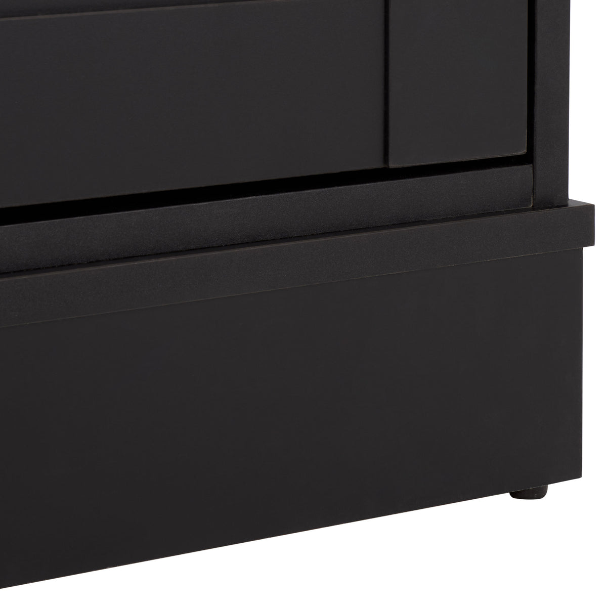 A wide black plinth provides a grounded base beneath the wardrobe's framed doors. || STG3103C-3BX || leg_studio