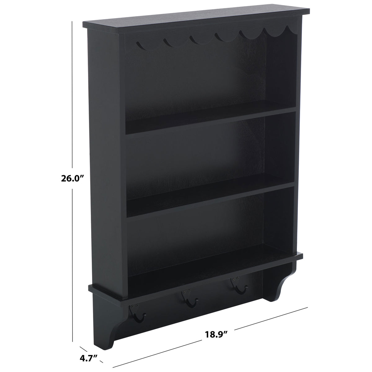 This matte black rack measures 18.9 inches wide, 26 inches high, and 4.7 inches deep || STG5702B || dimension_studio