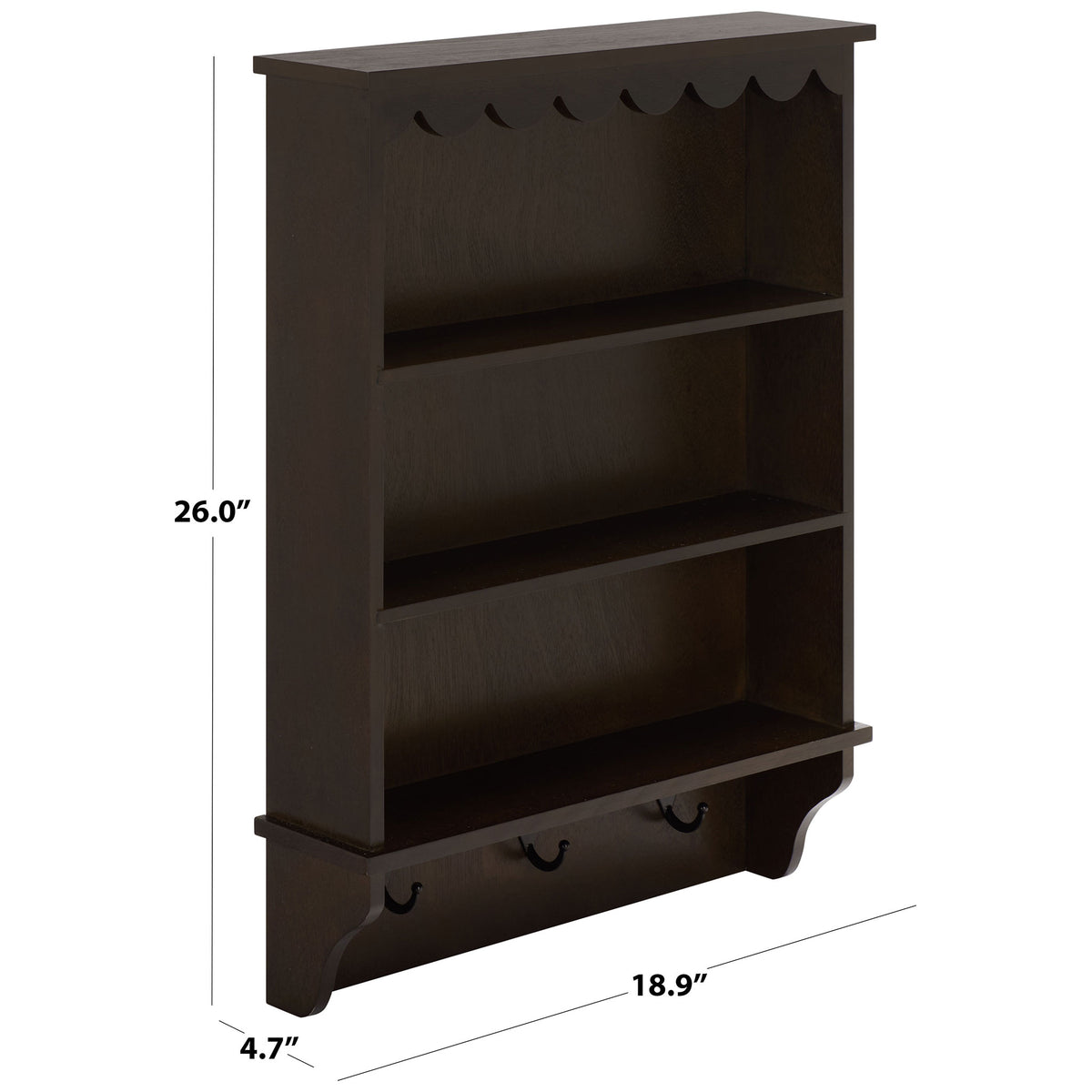 This dark brown rack measures 18.9 inches wide, 26 inches high, and 4.7 inches deep || STG5702F || dimension_studio